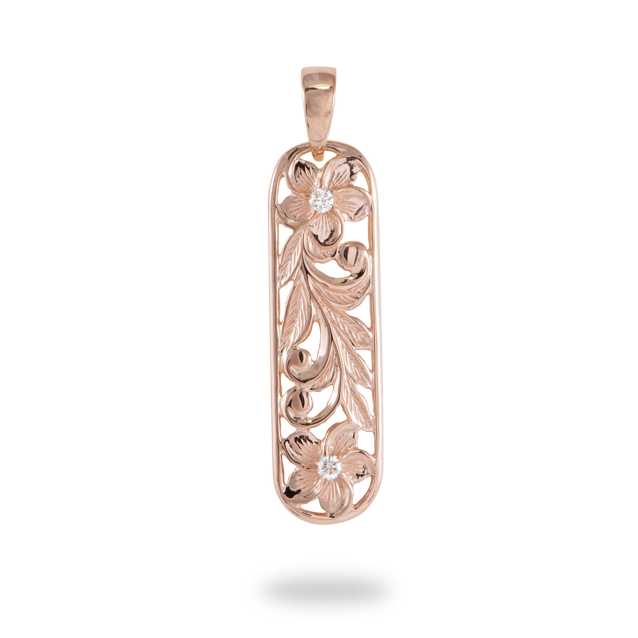 Plumeria Pendant in Rose Gold with Diamonds - 11mm – Maui Divers