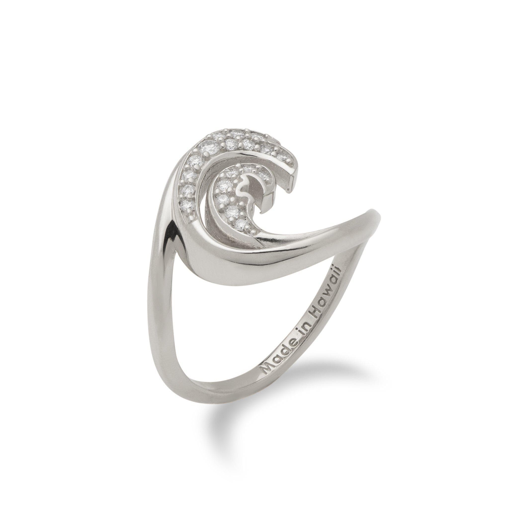 Nalu Ring in White Gold with Diamonds - 15mm