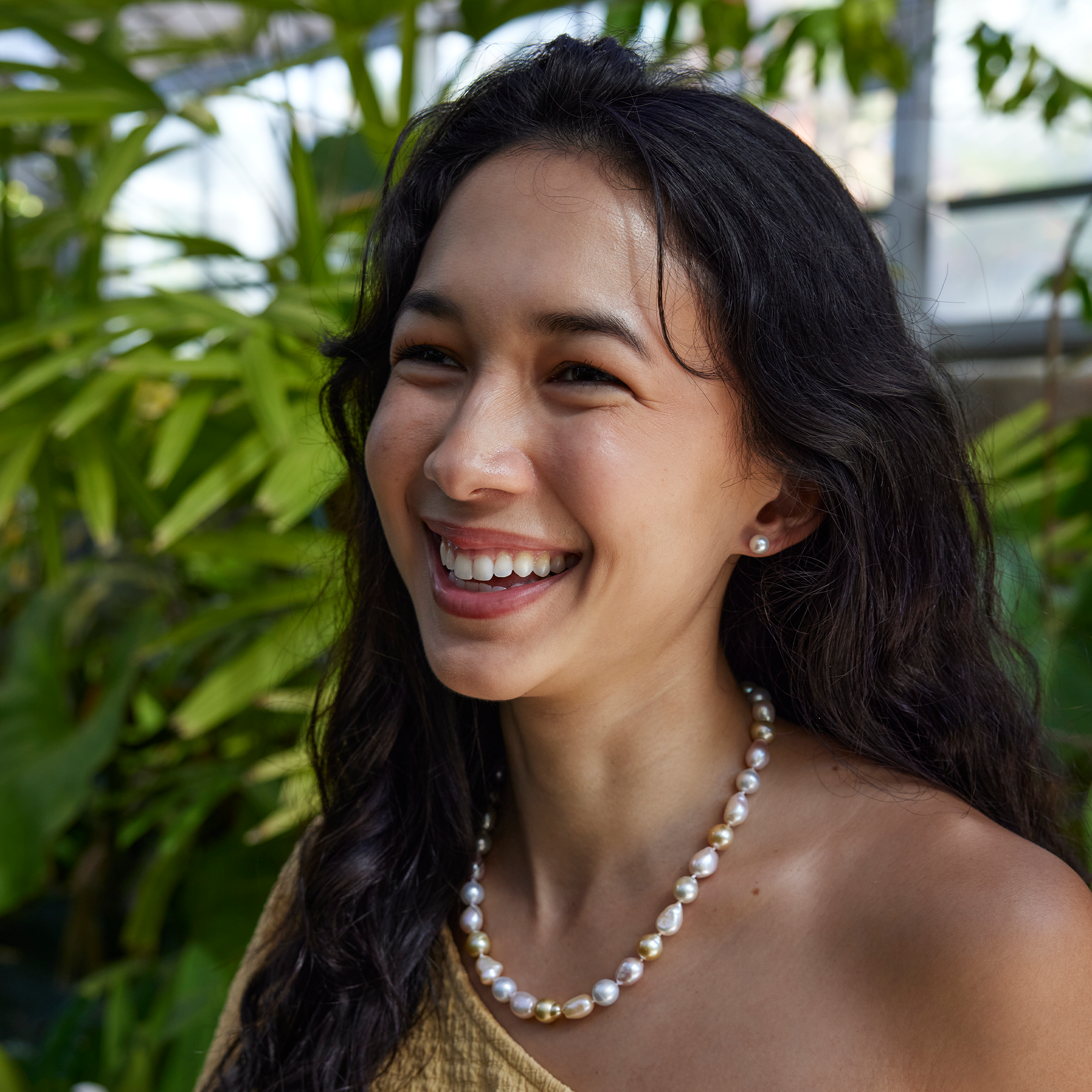 アコヤホワイトパールピアス ゴールド - 7-7.5mm