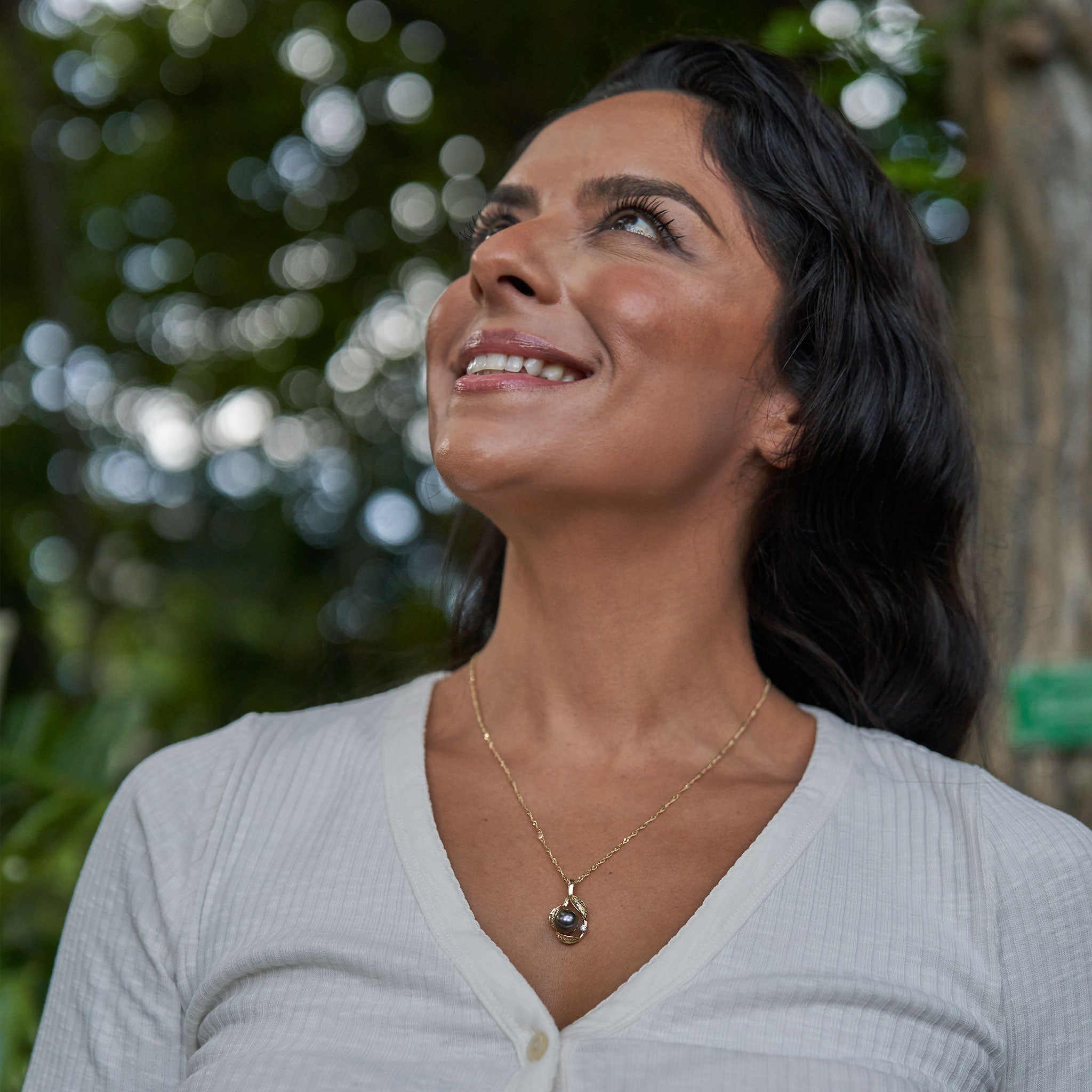 マイレ タヒチアン ブラック パール ペンダント ダイヤモンド ゴールド 9-10mm