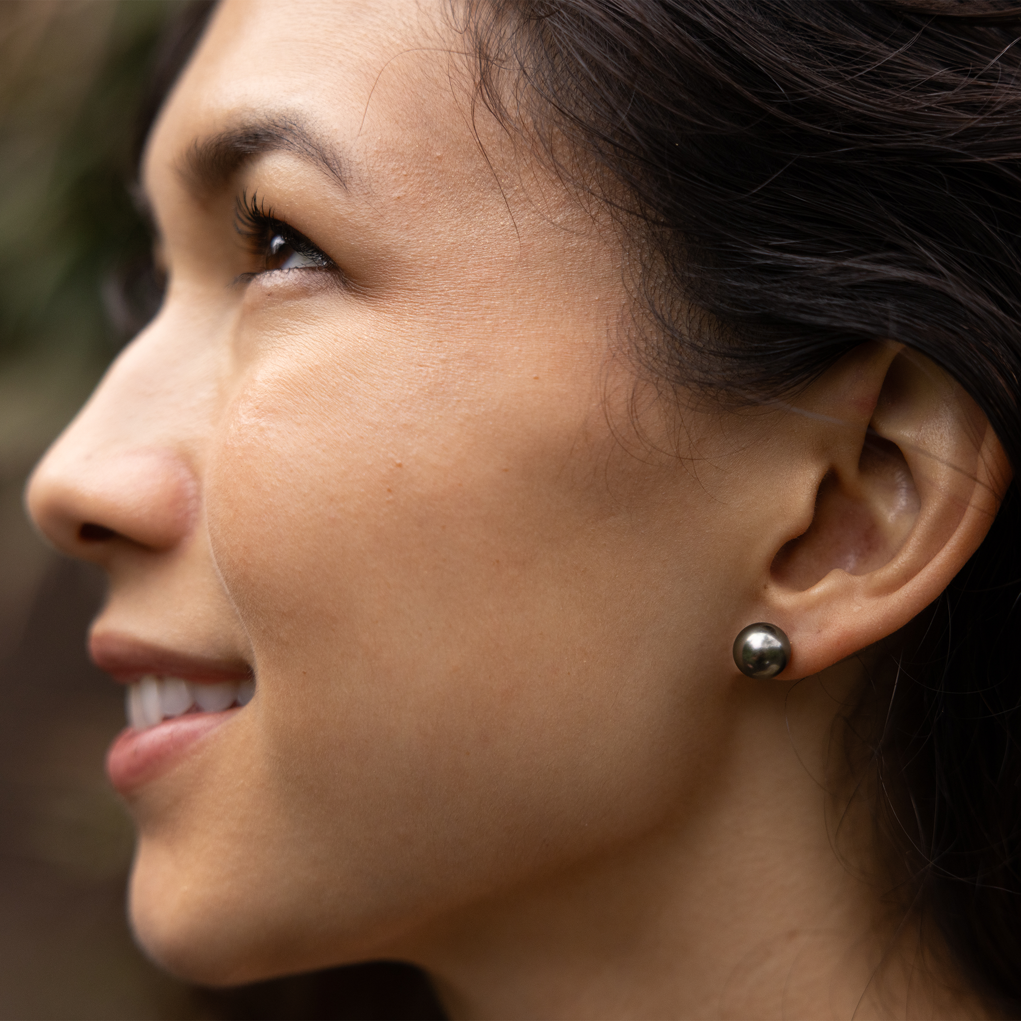 タヒチ黒真珠 イヤリング ゴールド - 9-10mm