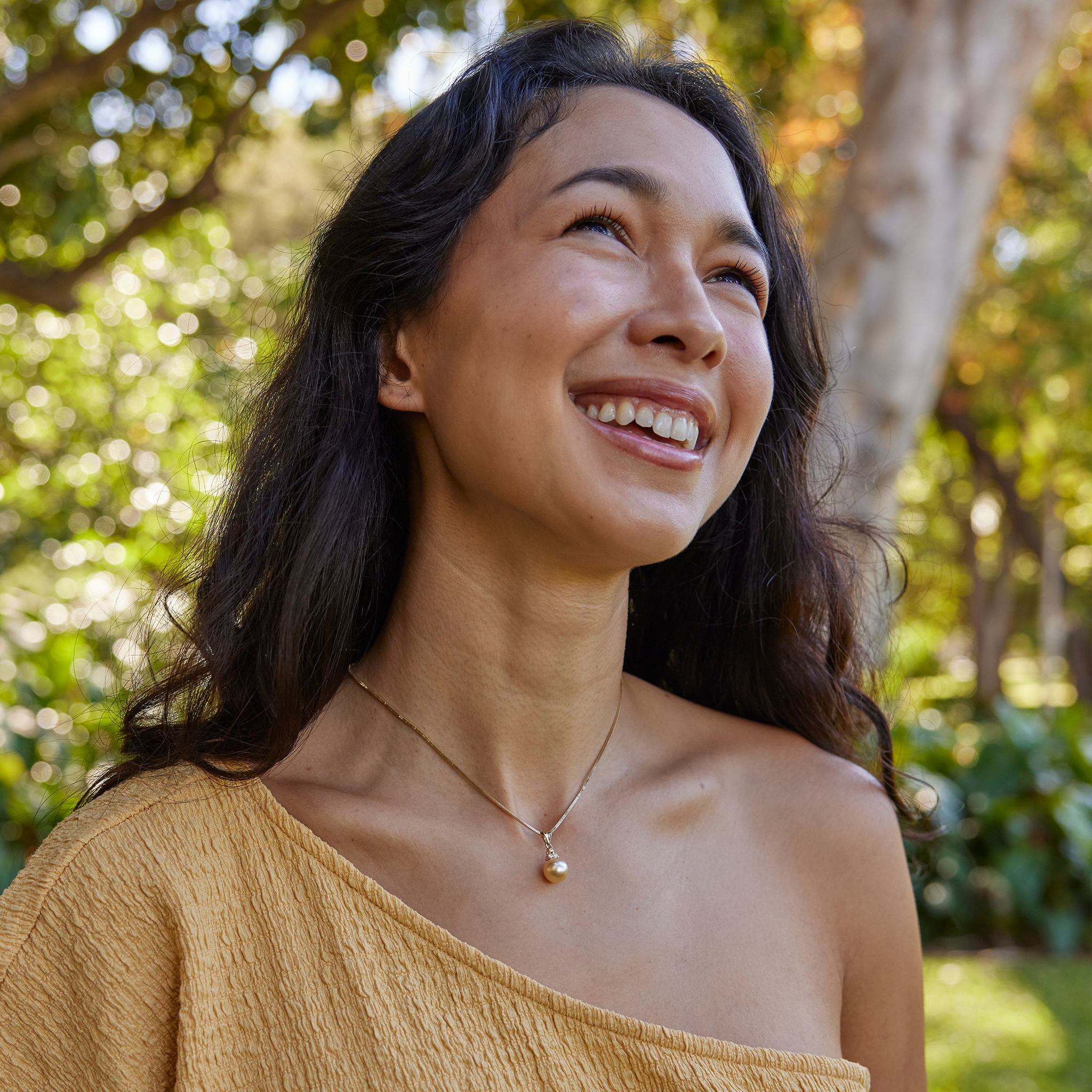 ダイヤモンド・南洋ゴールド・パール・ペンダント 9-10mm