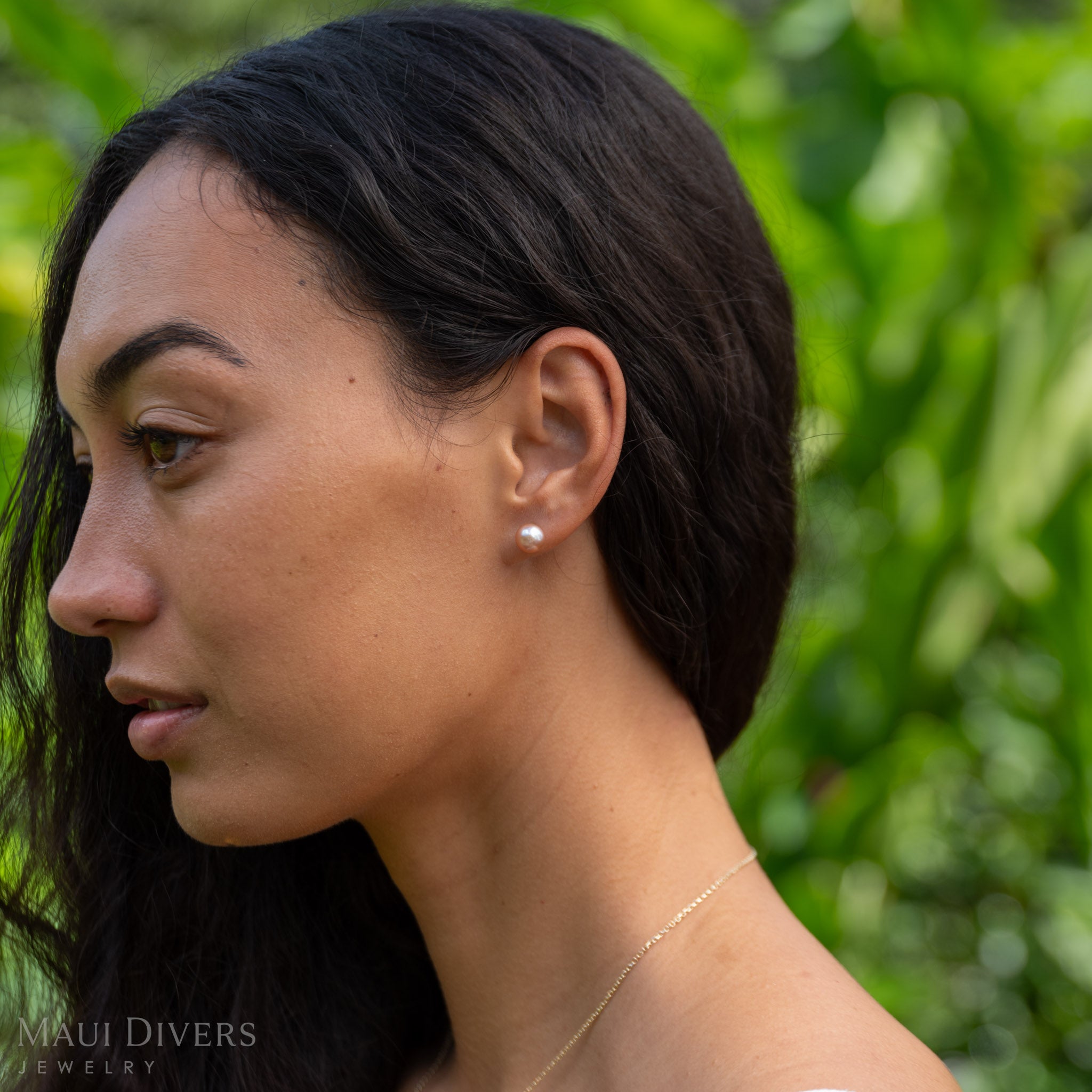 ボタン淡水パール・イヤリング ゴールド - 8-9mm