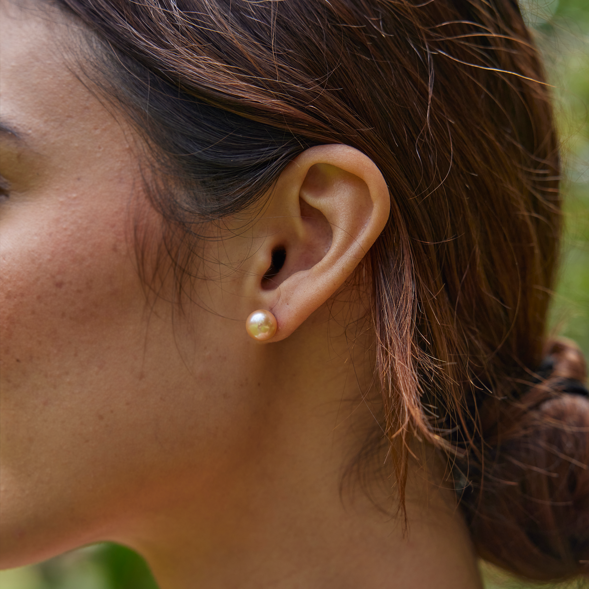 淡水パール ピアス ホワイトゴールド - 8-9mm