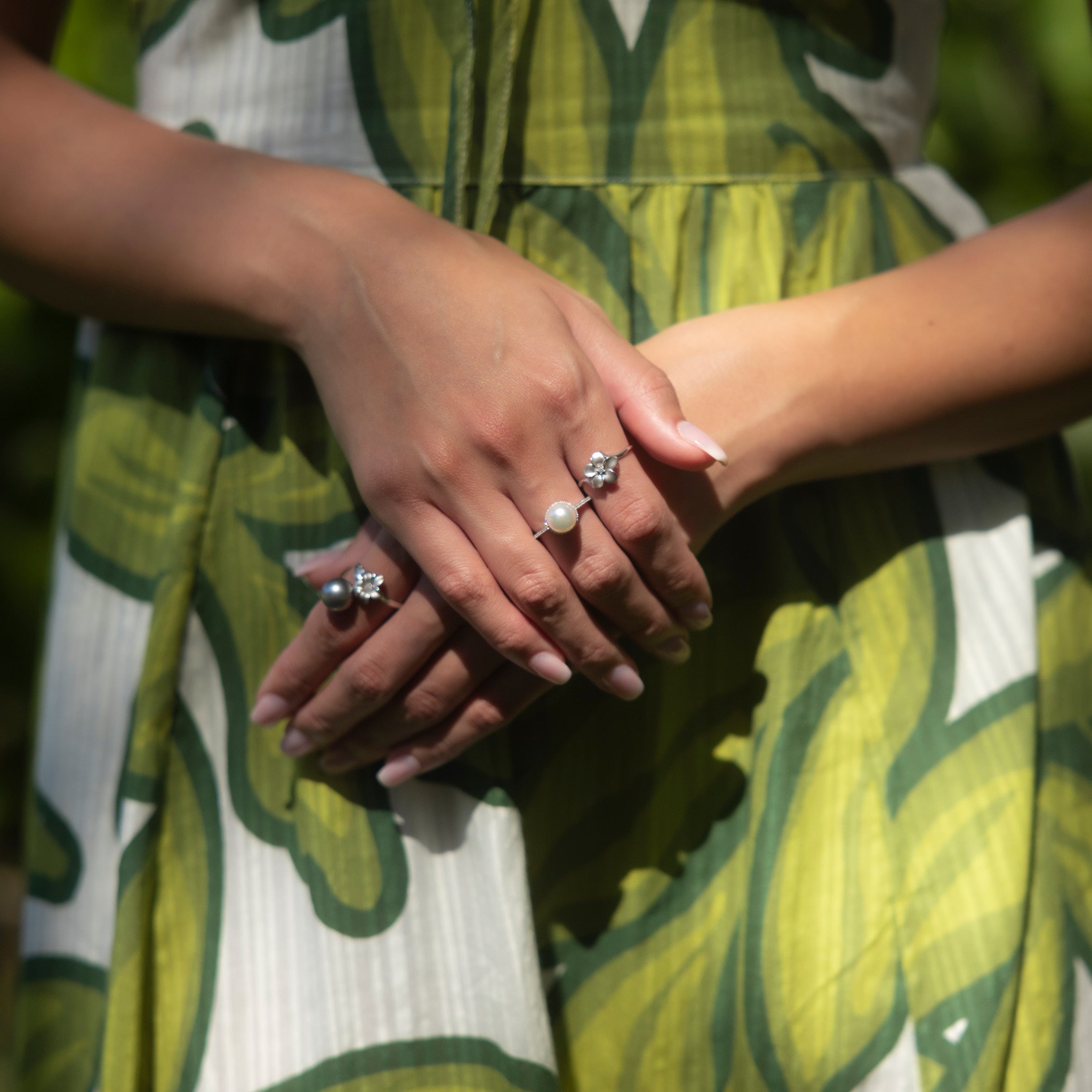 ヘイロー アコヤ ホワイト パール リング ダイヤモンド ホワイトゴールド - 8mm