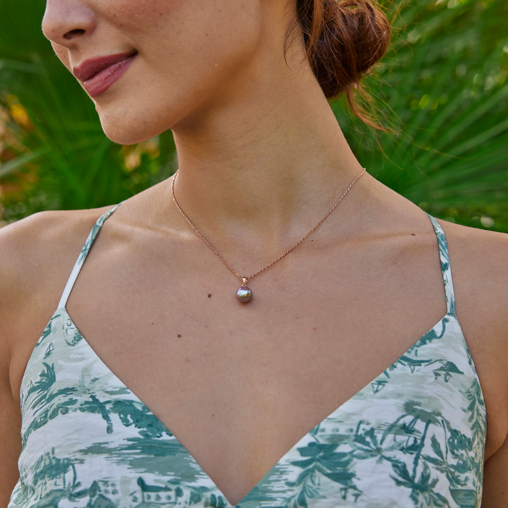 淡水パール・ペンダント 9-10mm ローズゴールド