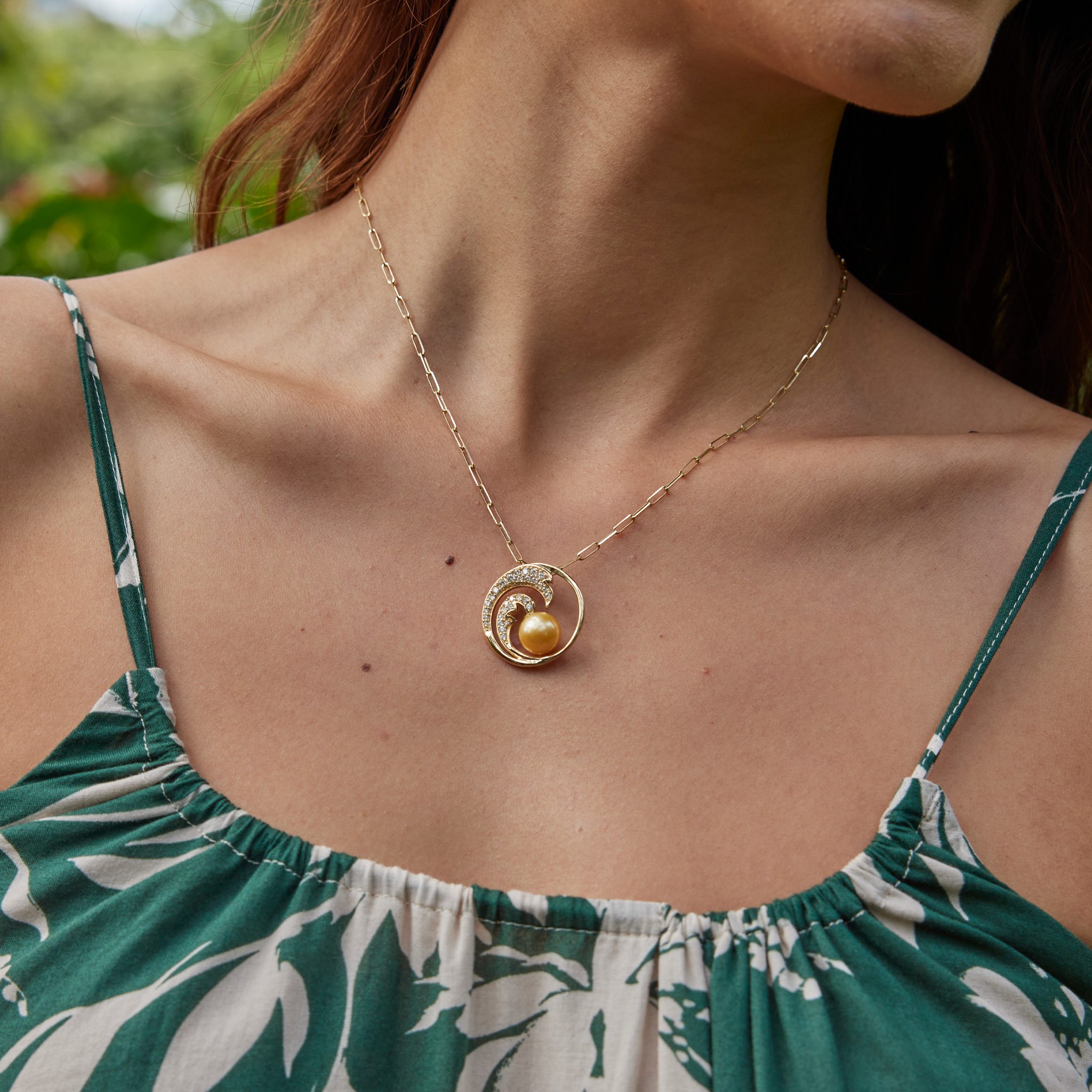 南洋パール・ペンダント ダイヤモンド・ゴールド - 24mm