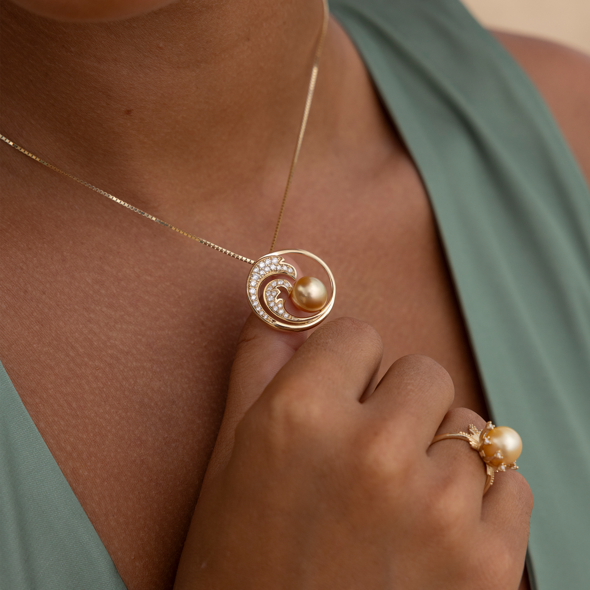 南洋パール・ペンダント ダイヤモンド・ゴールド - 24mm