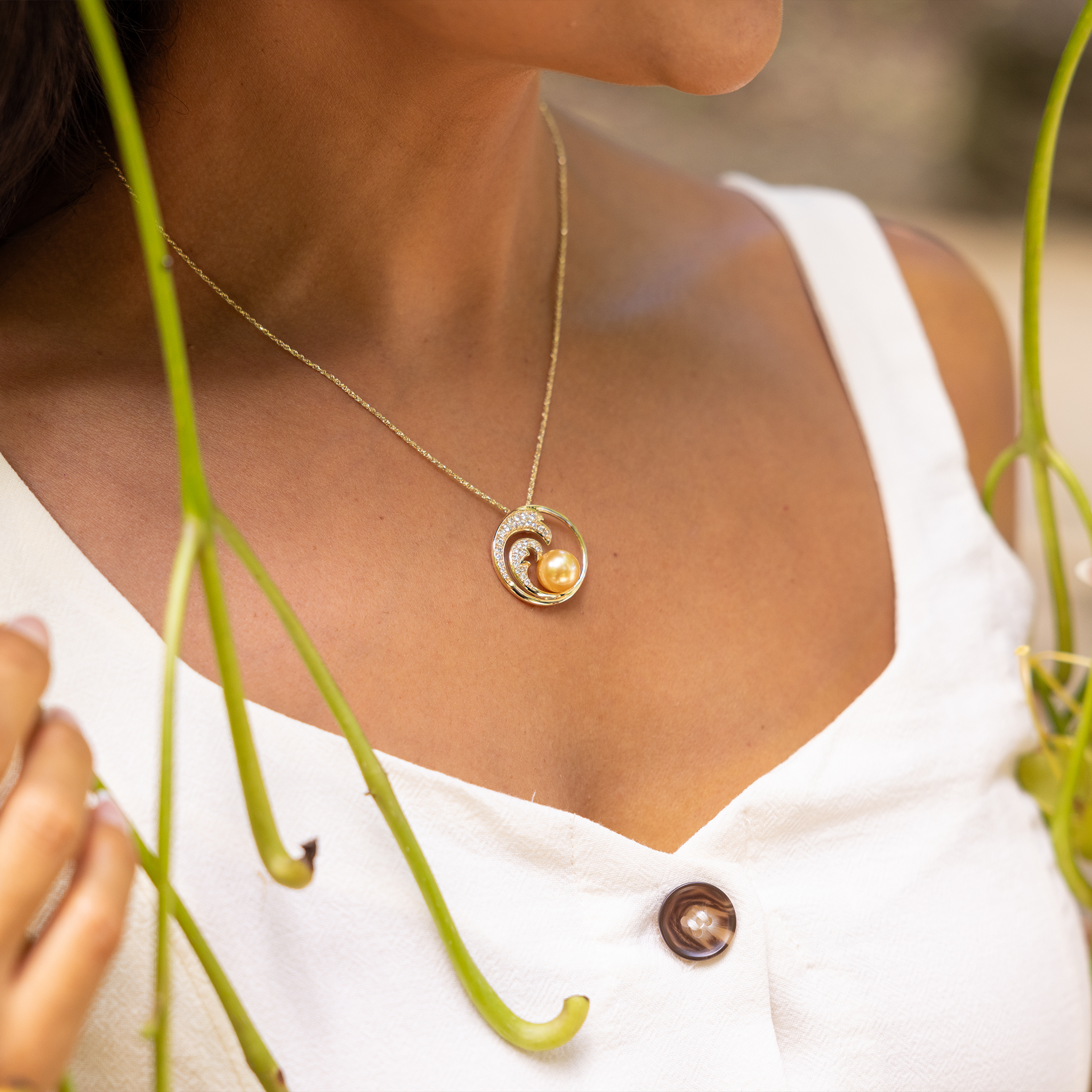 南洋パール・ペンダント ダイヤモンド・ゴールド - 24mm