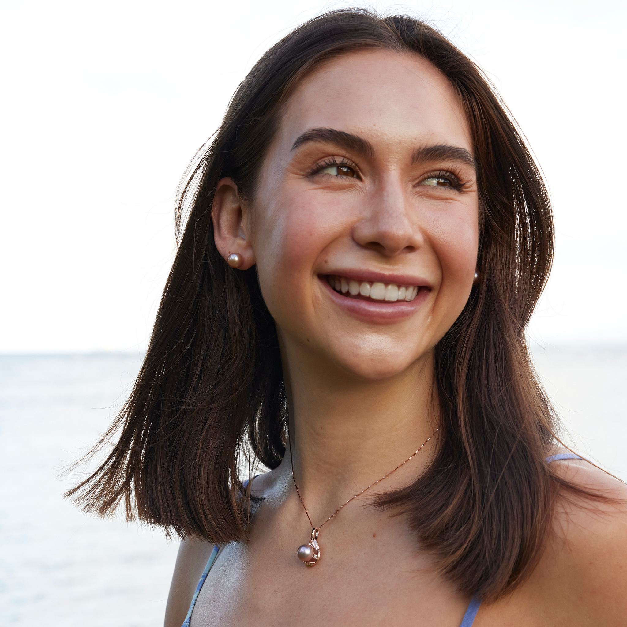 マイレ ラベンダー淡水パール ペンダント ダイヤモンド ローズゴールド - 10-11mm