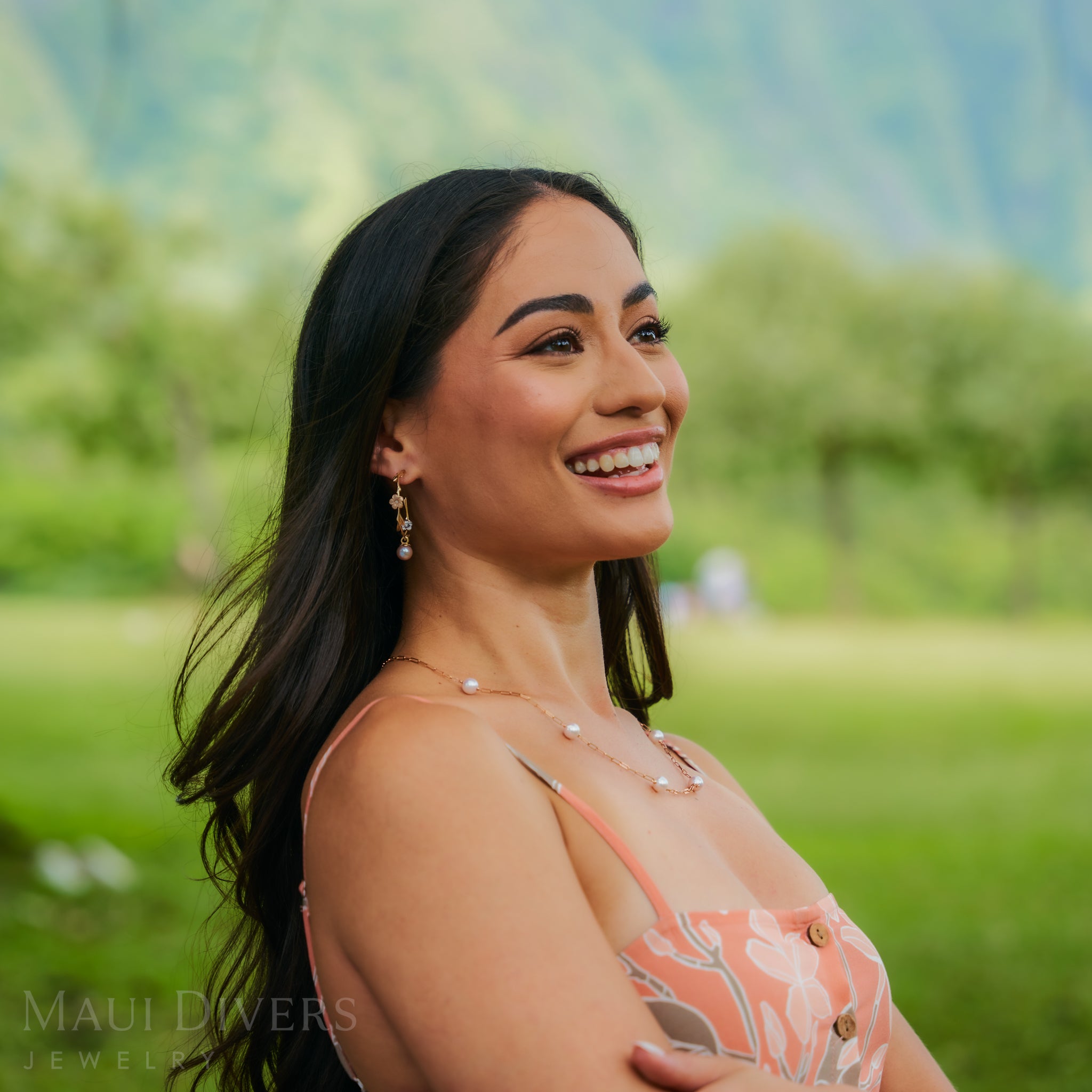 アコヤ真珠 ペーパークリップ チェーン ネックレス (ローズゴールド