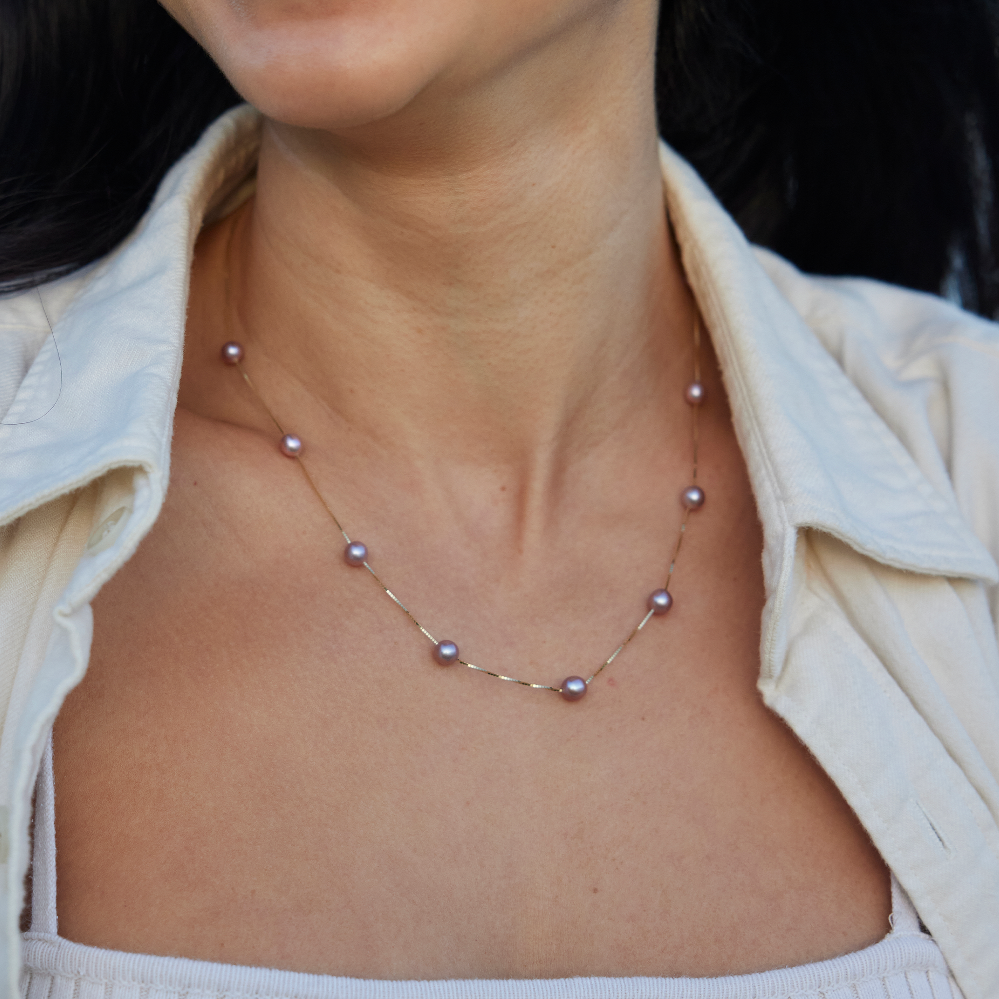 18インチ 淡水パールネックレス ゴールド 5-6mm