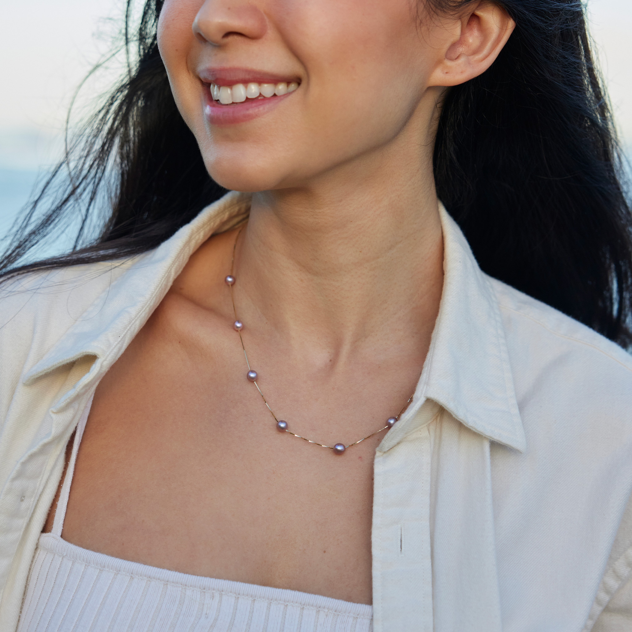 18インチ 淡水パールネックレス ゴールド 5-6mm