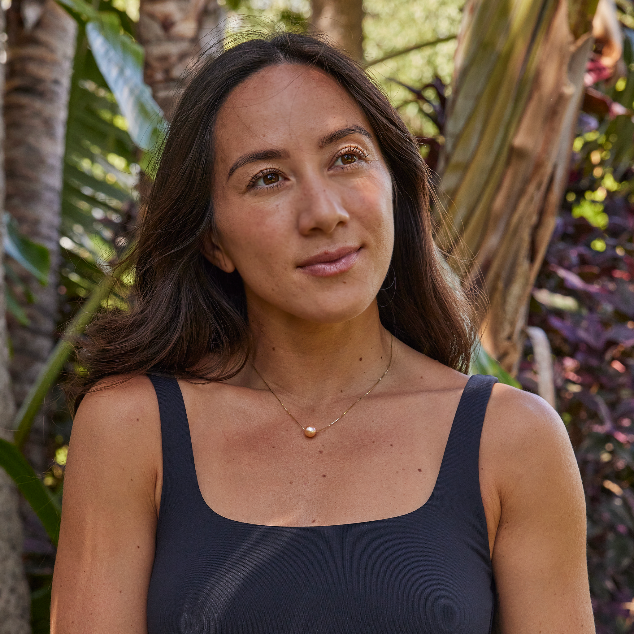 16-18 "ゴールド淡水ピーチパールネックレス(9-10mm