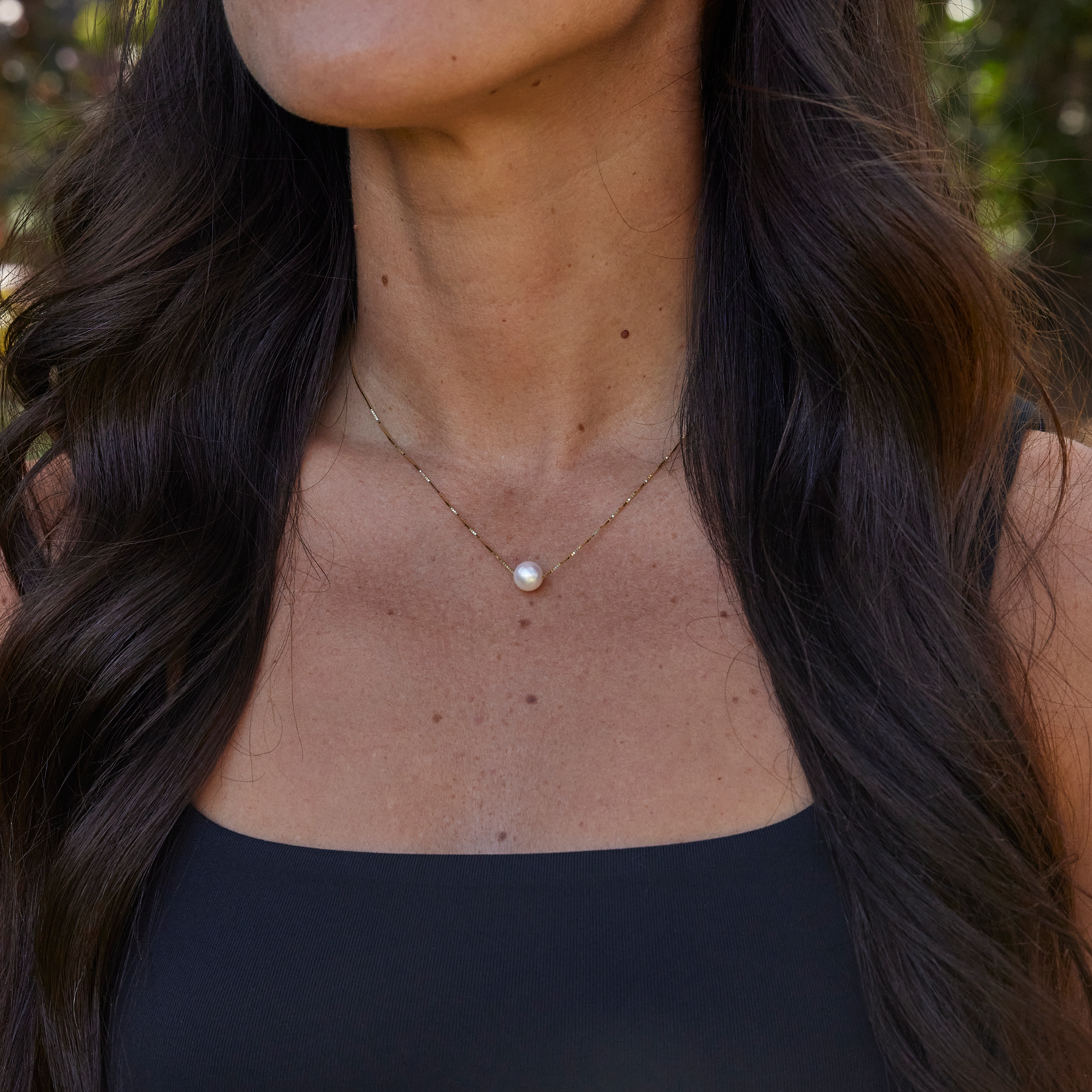 16-18インチ ゴールドアコヤホワイトパールネックレス 8mm