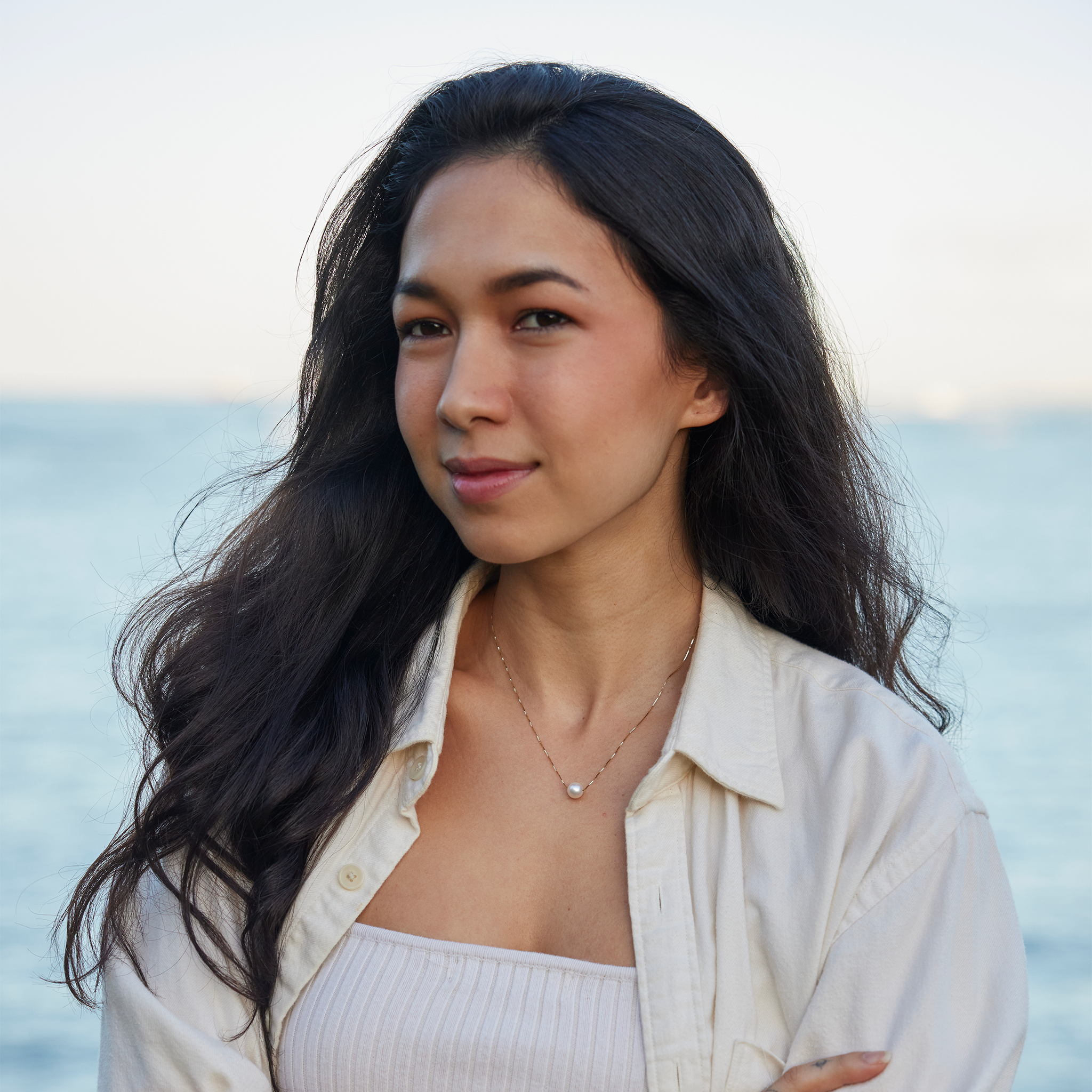 16-18インチ ゴールドアコヤホワイトパールネックレス 8mm