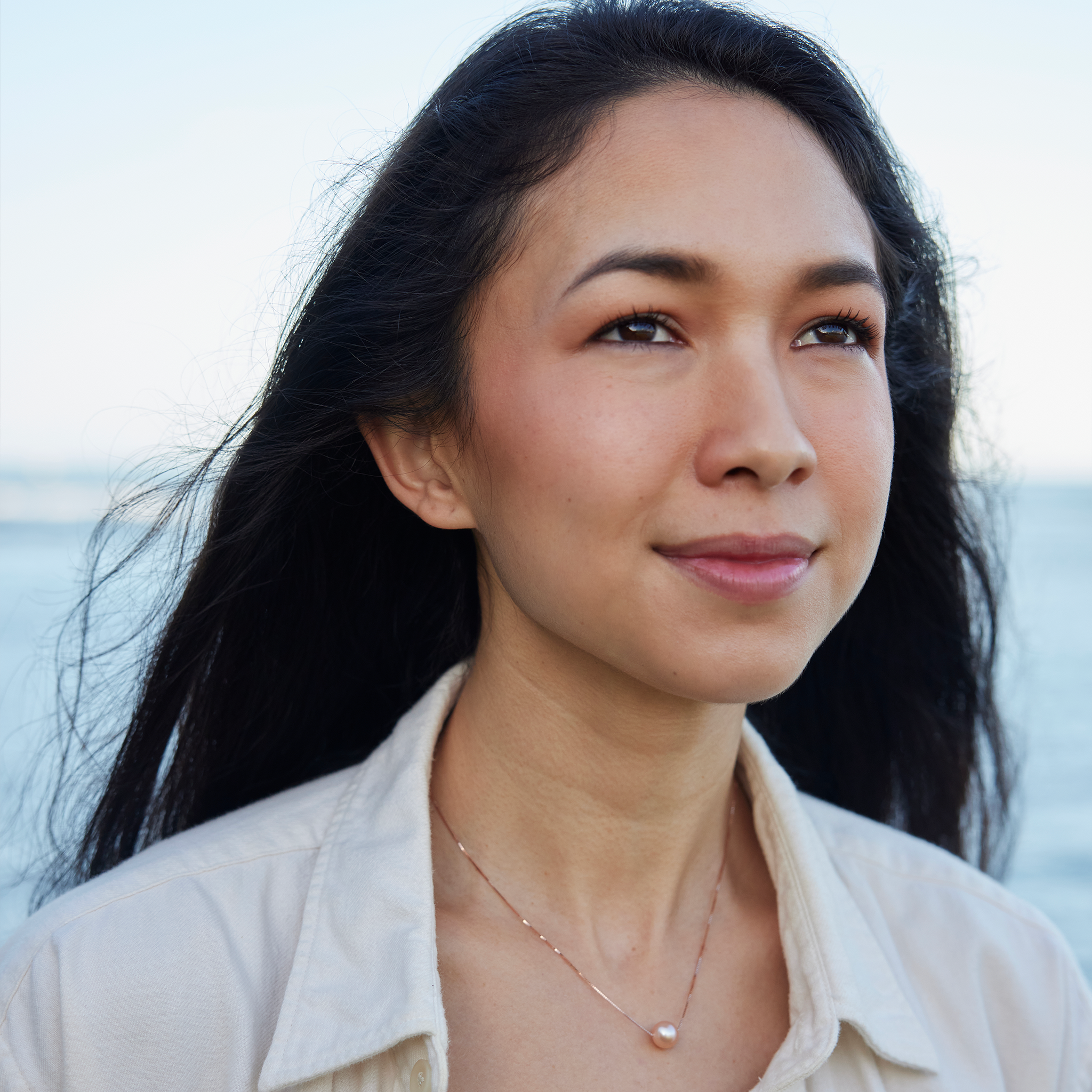 16-18 "調節可能ローズゴールド淡水ピーチパールネックレス 9-10mm