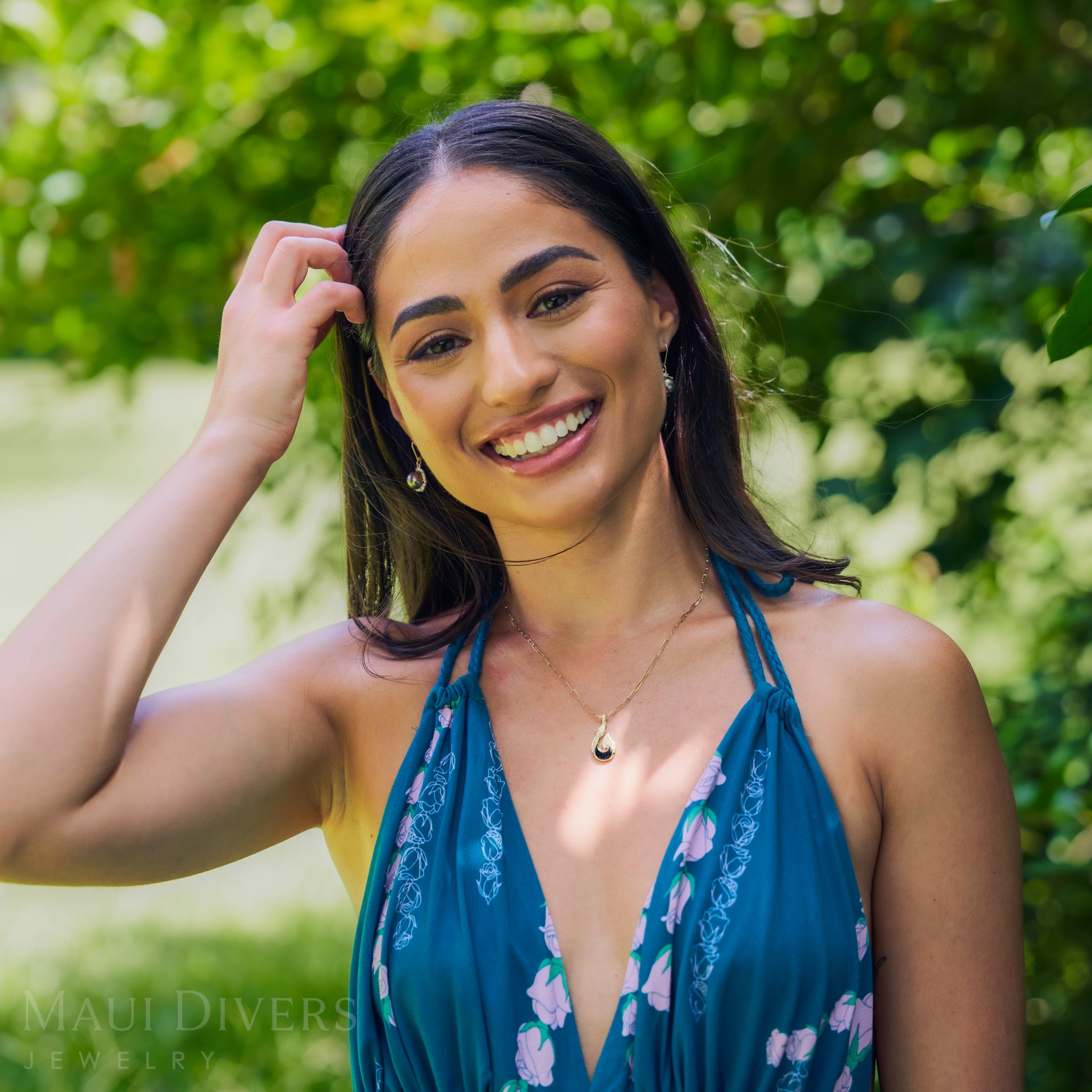 シーライフ・フィッシュフック・ブラックコーラル・ペンダント ダイヤモンド・ゴールド 27mm