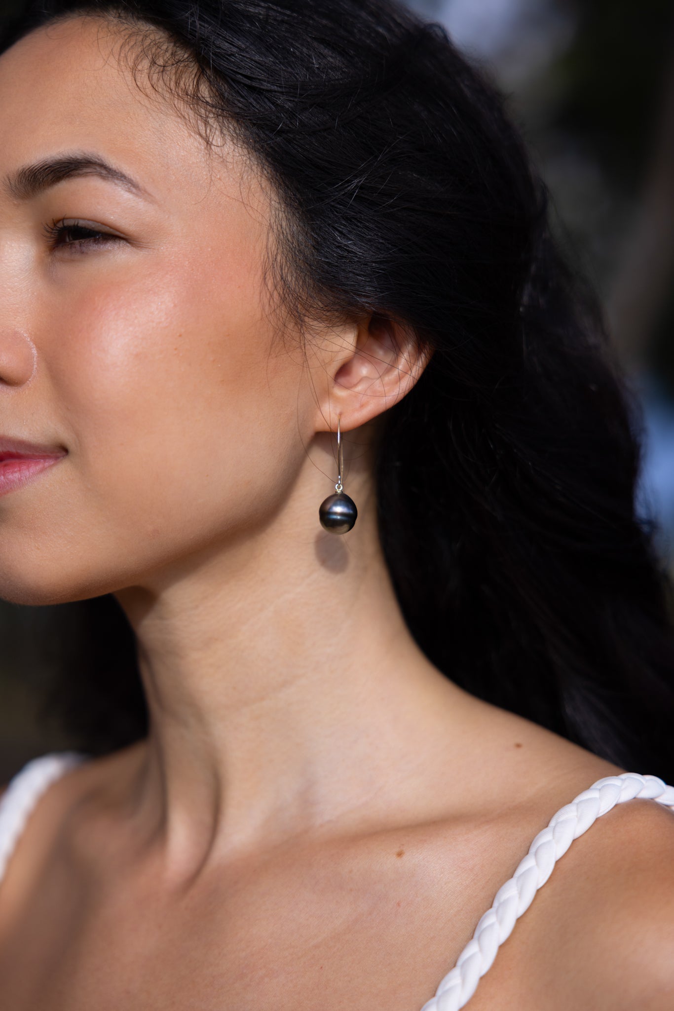 サークル タヒチ黒真珠 イヤリング ゴールド - 12-15mm