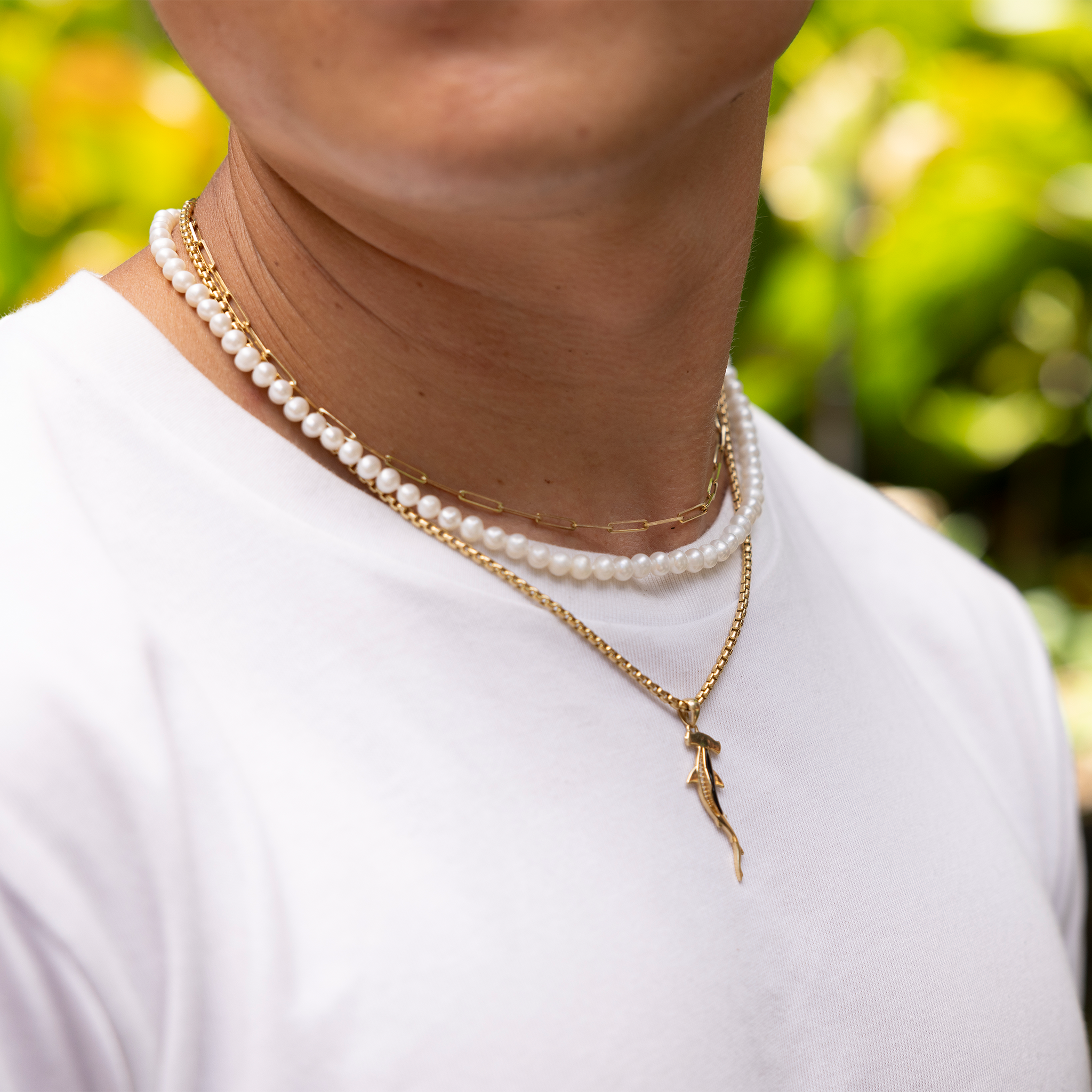 18-19 "ゴールドクラスプ付き淡水ホワイトパールストランド - 4-5.5mm