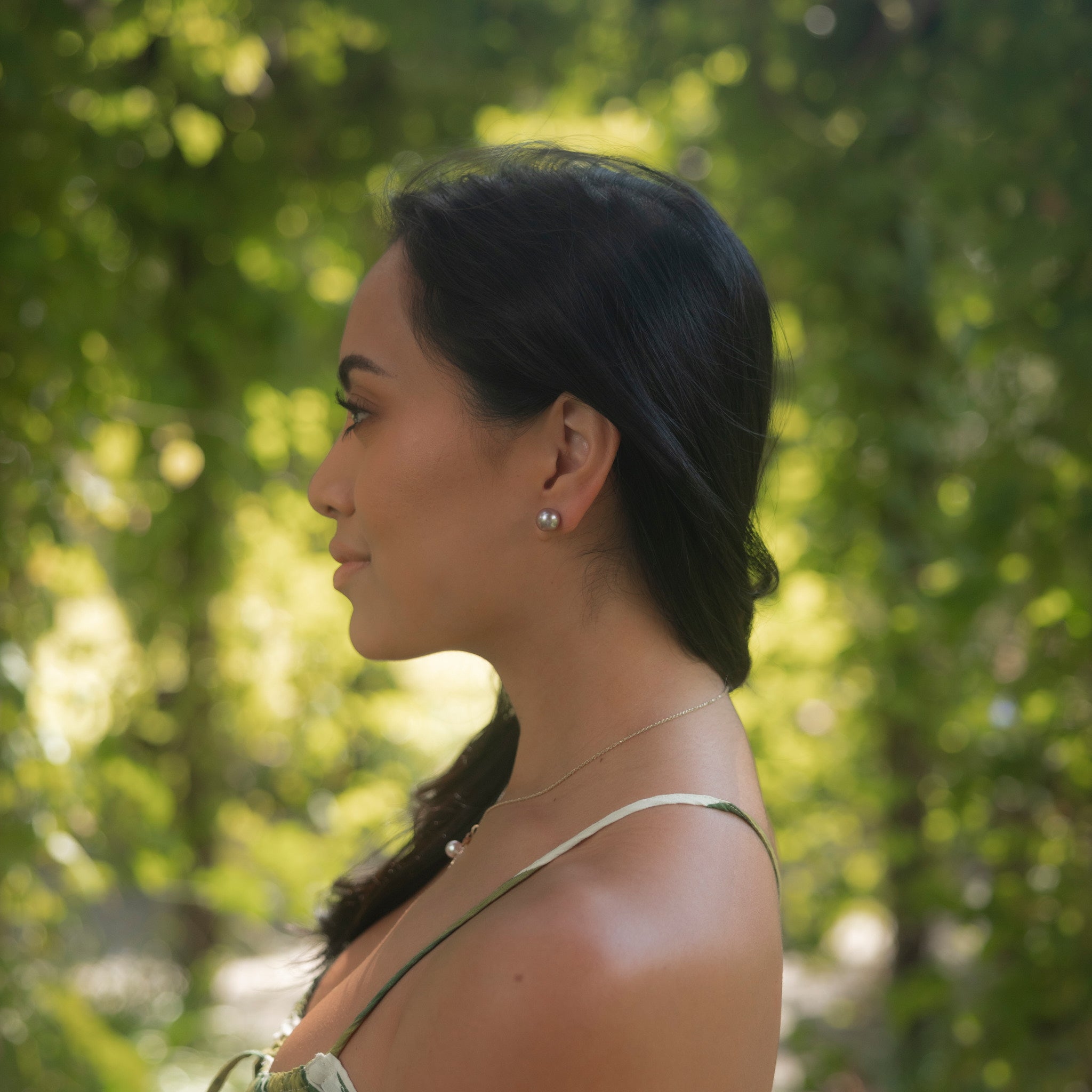 ライラック淡水パール・イヤリング ゴールド - 10-11mm