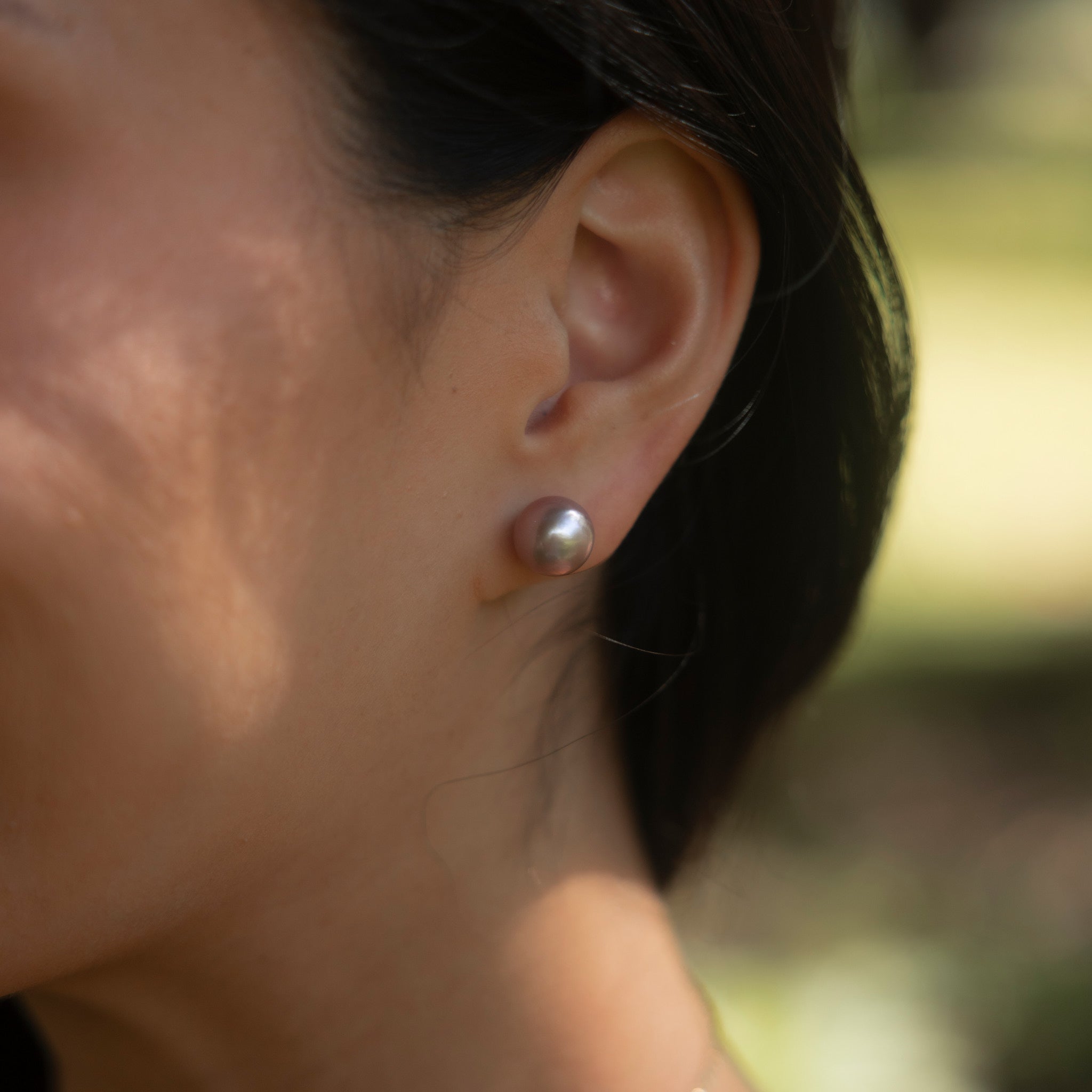 ライラック淡水パール・イヤリング ゴールド - 10-11mm