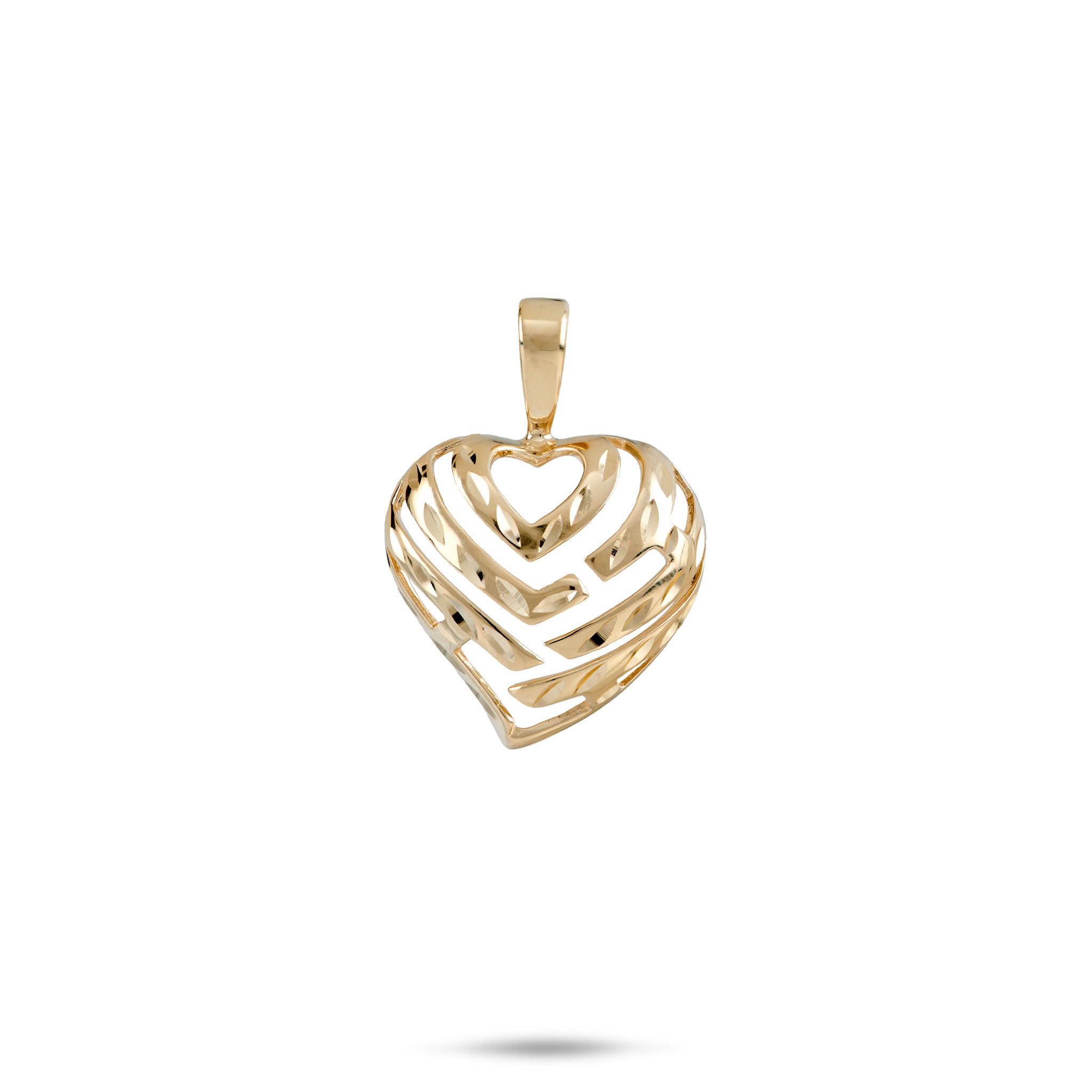 15mm Aloha Heart Pendant in 14k Yellow Gold