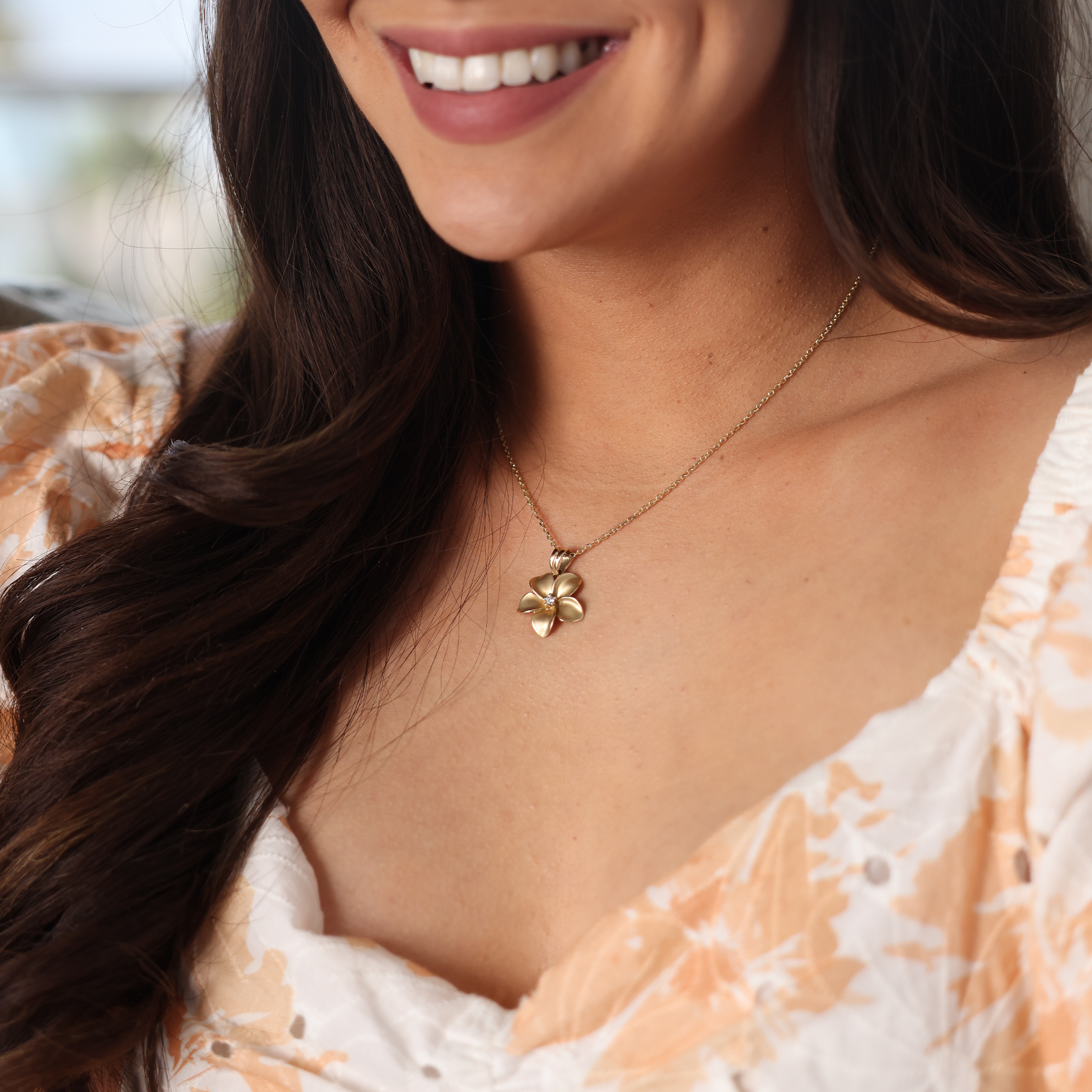 プルメリア ペンダント ダイヤモンド ゴールド - 18mm