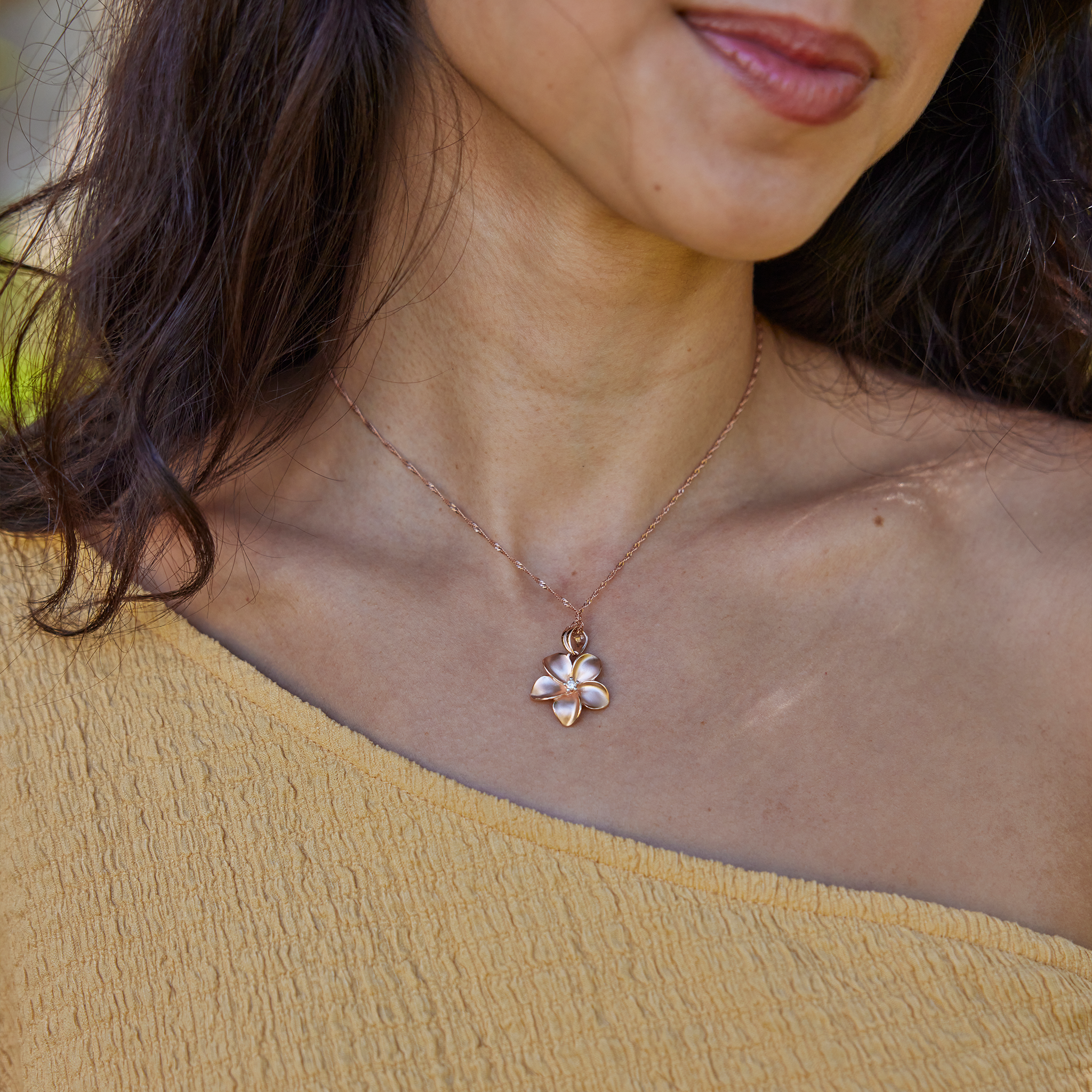 プルメリア ペンダント ダイヤモンド ローズゴールド - 18mm