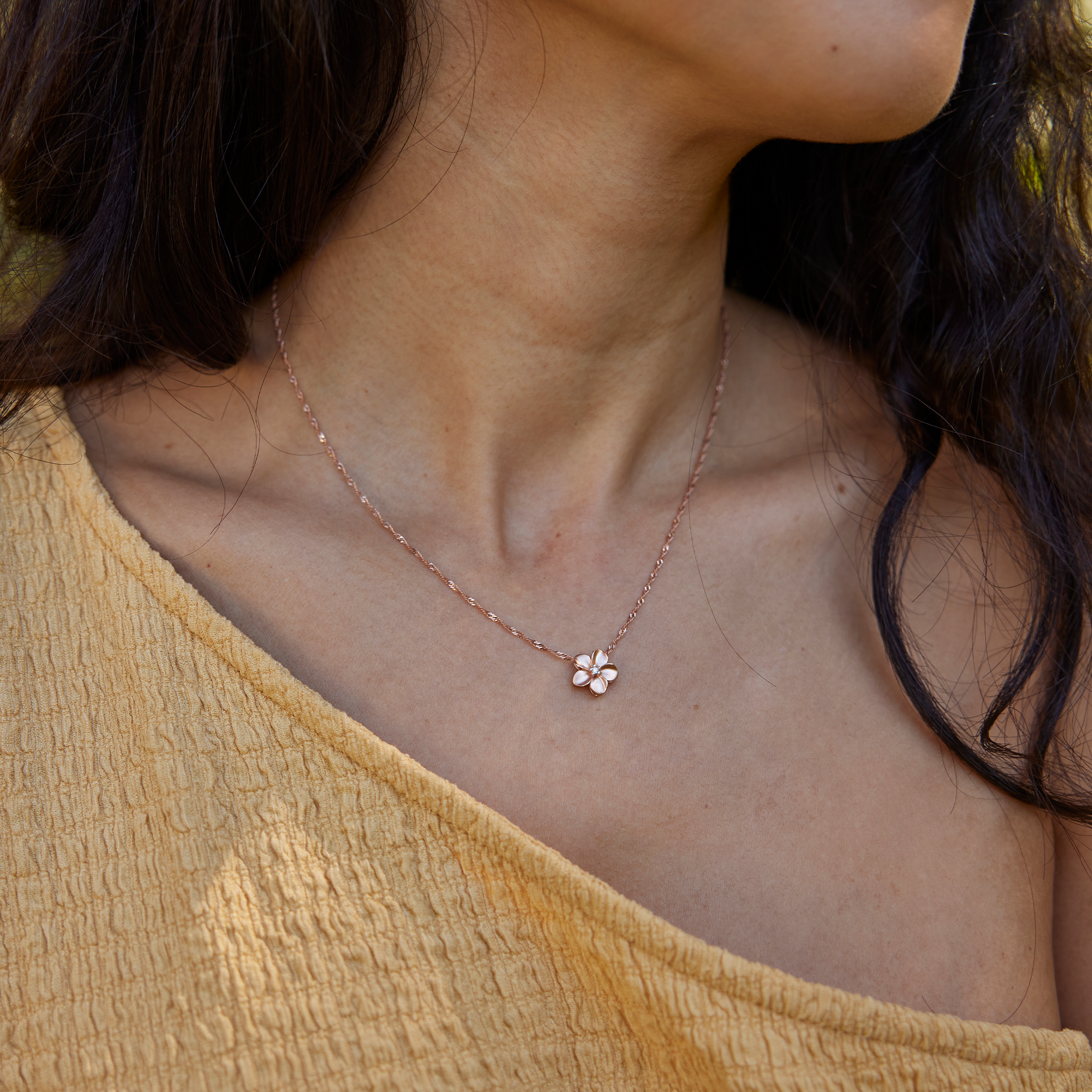 プルメリア ペンダント ダイヤモンド ローズゴールド - 11mm