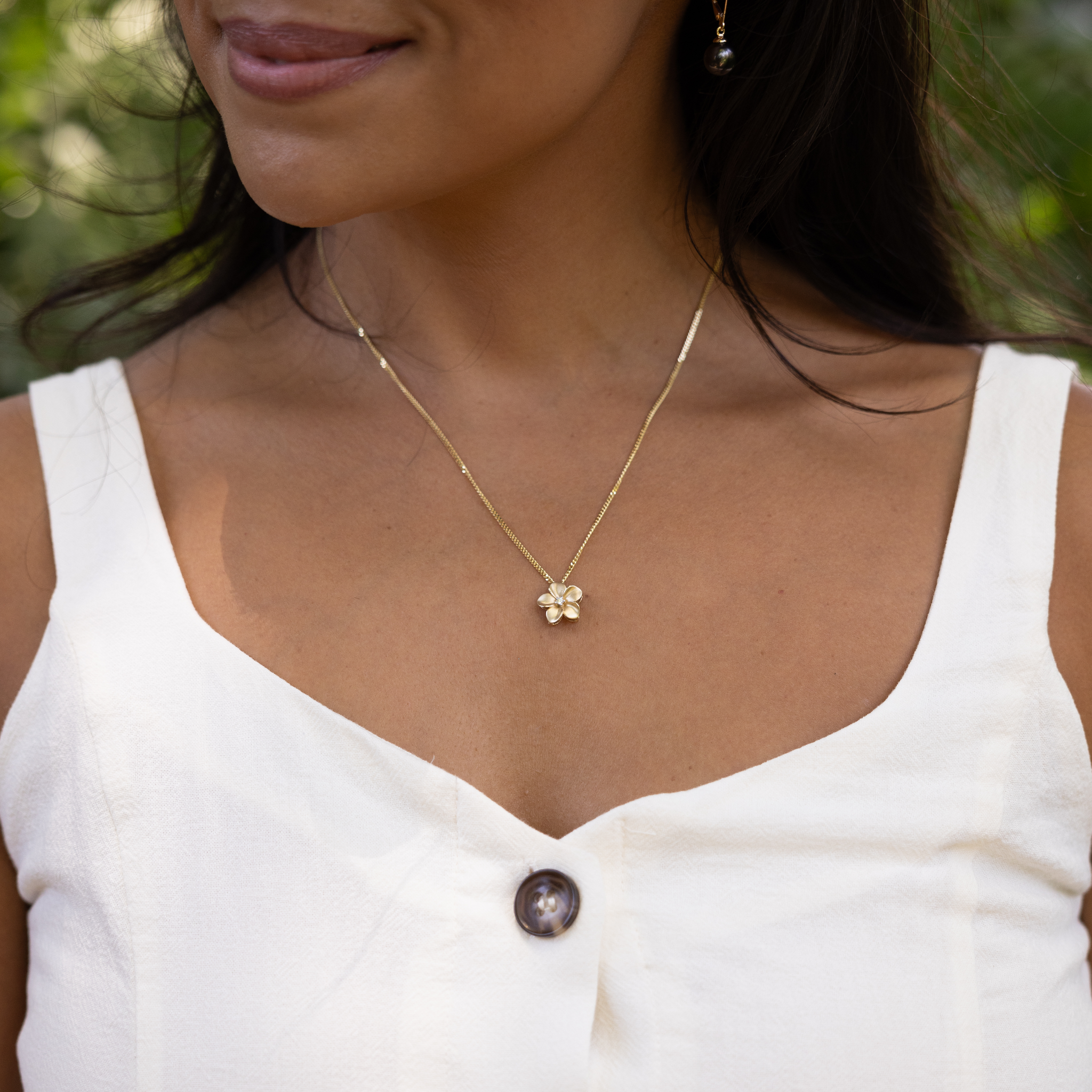 プルメリア ペンダント ダイヤモンド ゴールド - 13mm