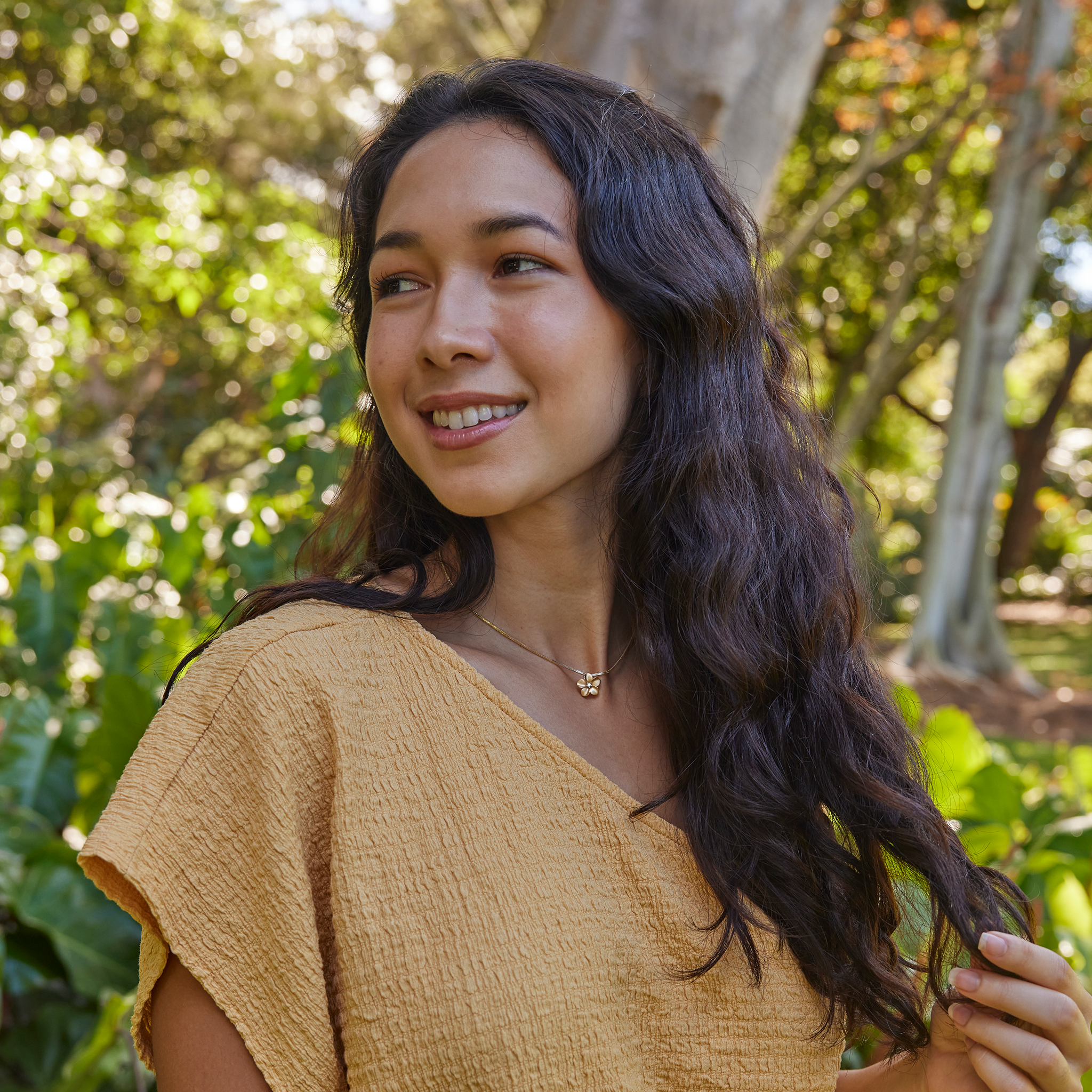 プルメリア ペンダント ダイヤモンド ゴールド - 13mm