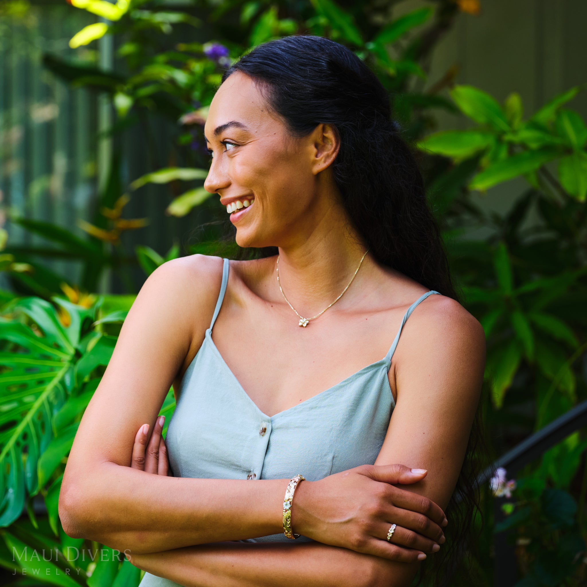 プルメリア ペンダント ダイヤモンド ゴールド - 13mm