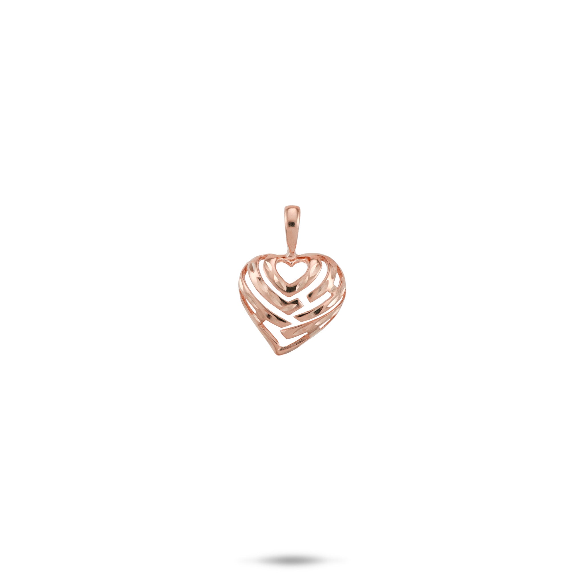 9mm Aloha Heart Pendant in 14k Rose Gold
