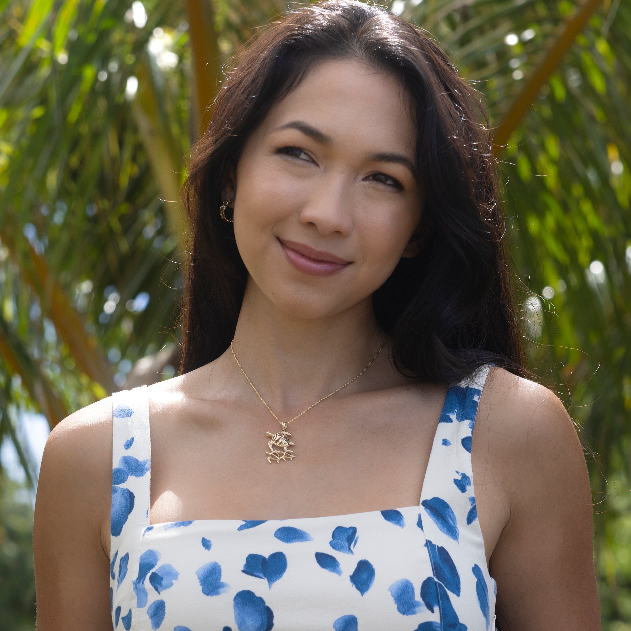 ホヌ オハナ(家族)ペンダント ゴールド - 25mm