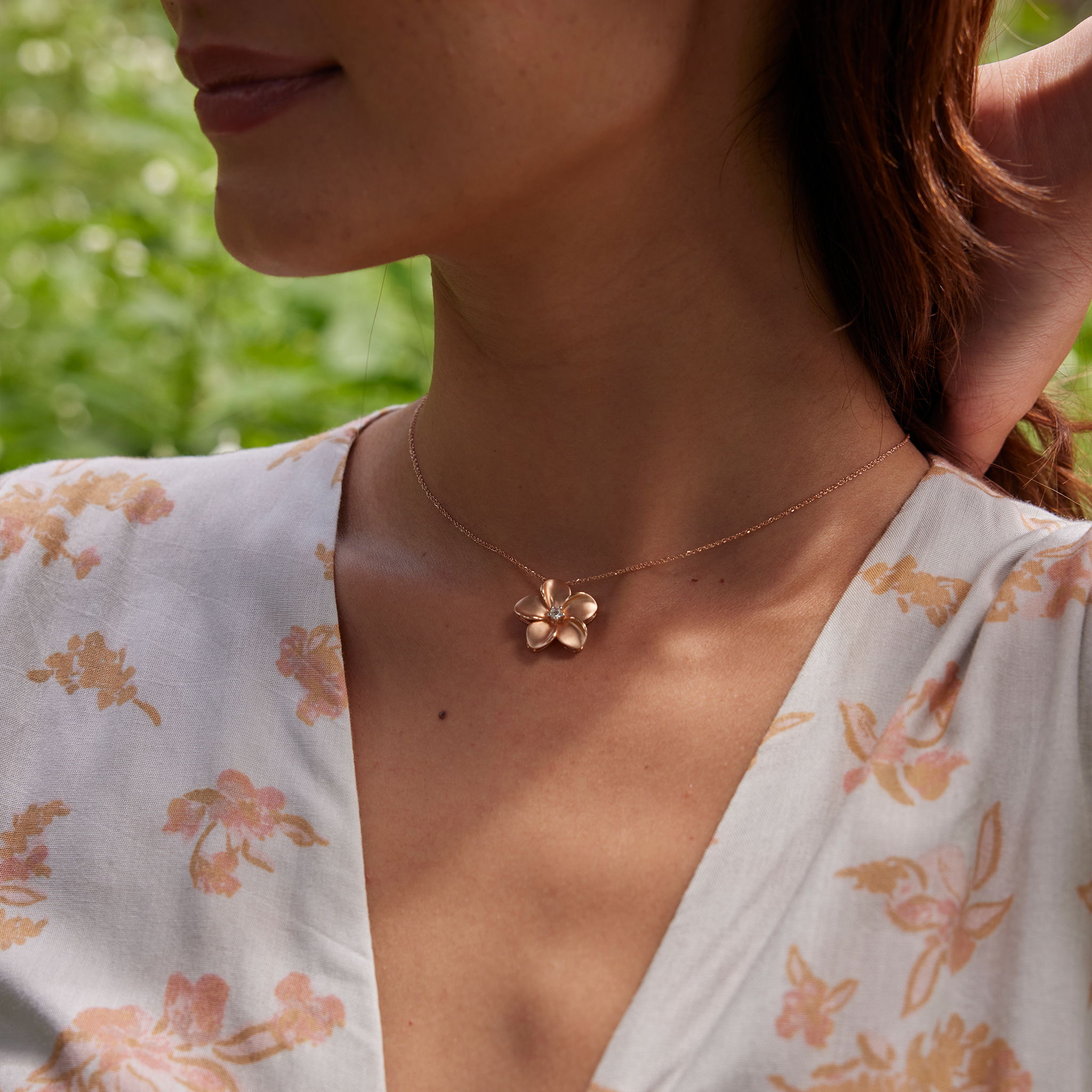 プルメリア ペンダント ダイヤモンド ローズゴールド - 20mm