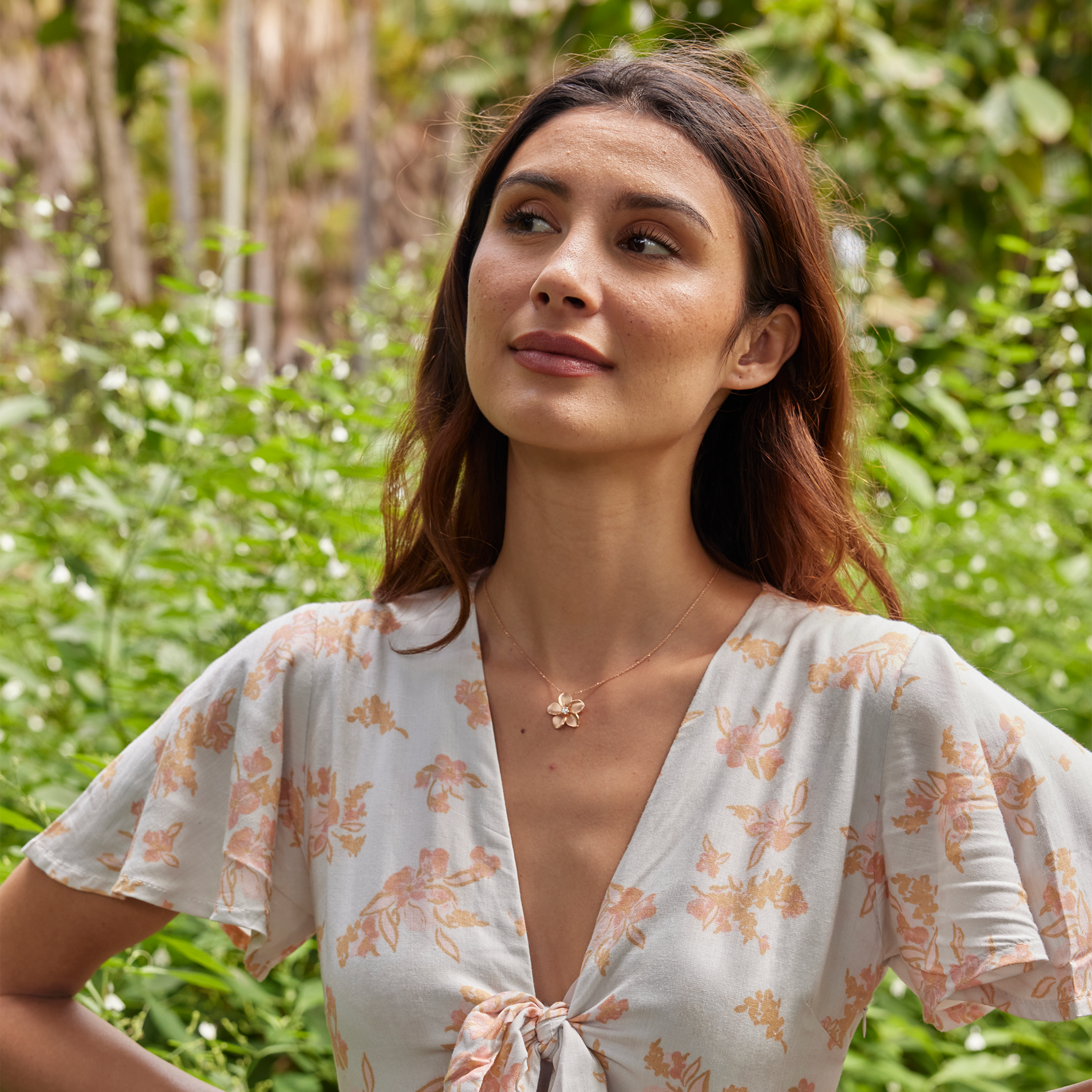 プルメリア ペンダント ダイヤモンド ローズゴールド - 20mm