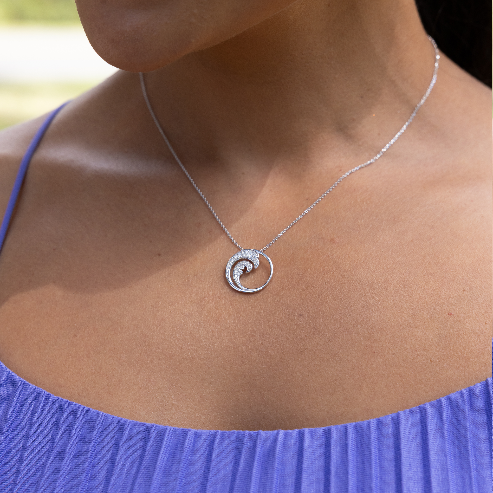 Nalu ペンダント ダイヤモンド ホワイトゴールド - 18mm