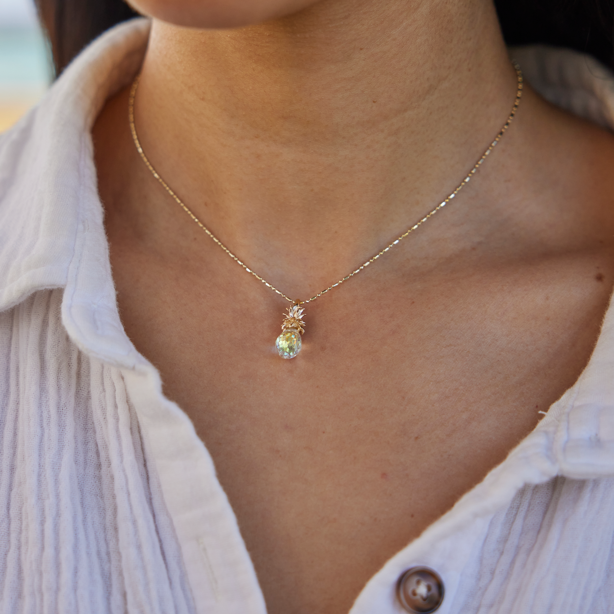 Crystal Pineapple Pendant in Gold - 20mm