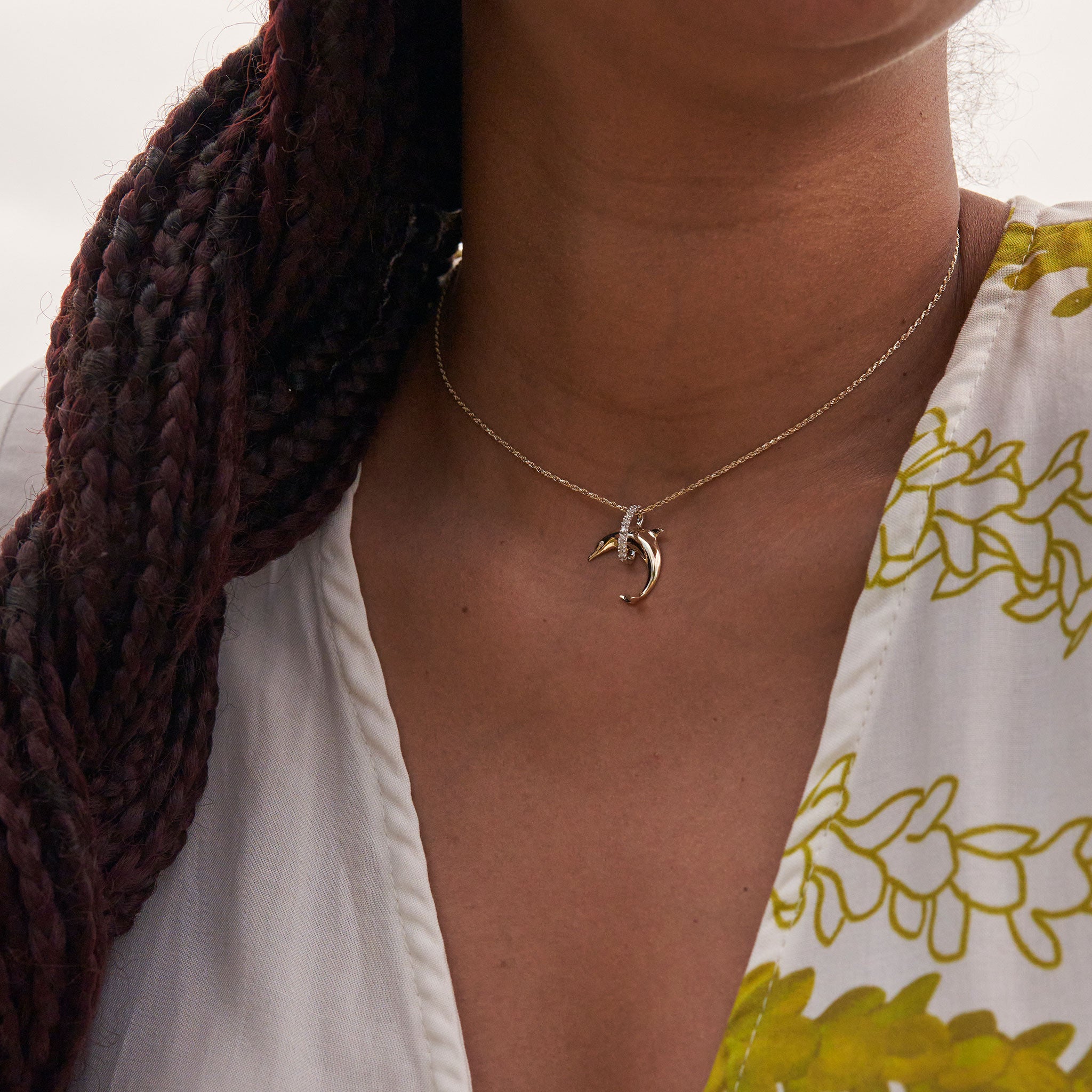 ドルフィン・ペンダント ダイヤモンド・ツートーンゴールド 19mm