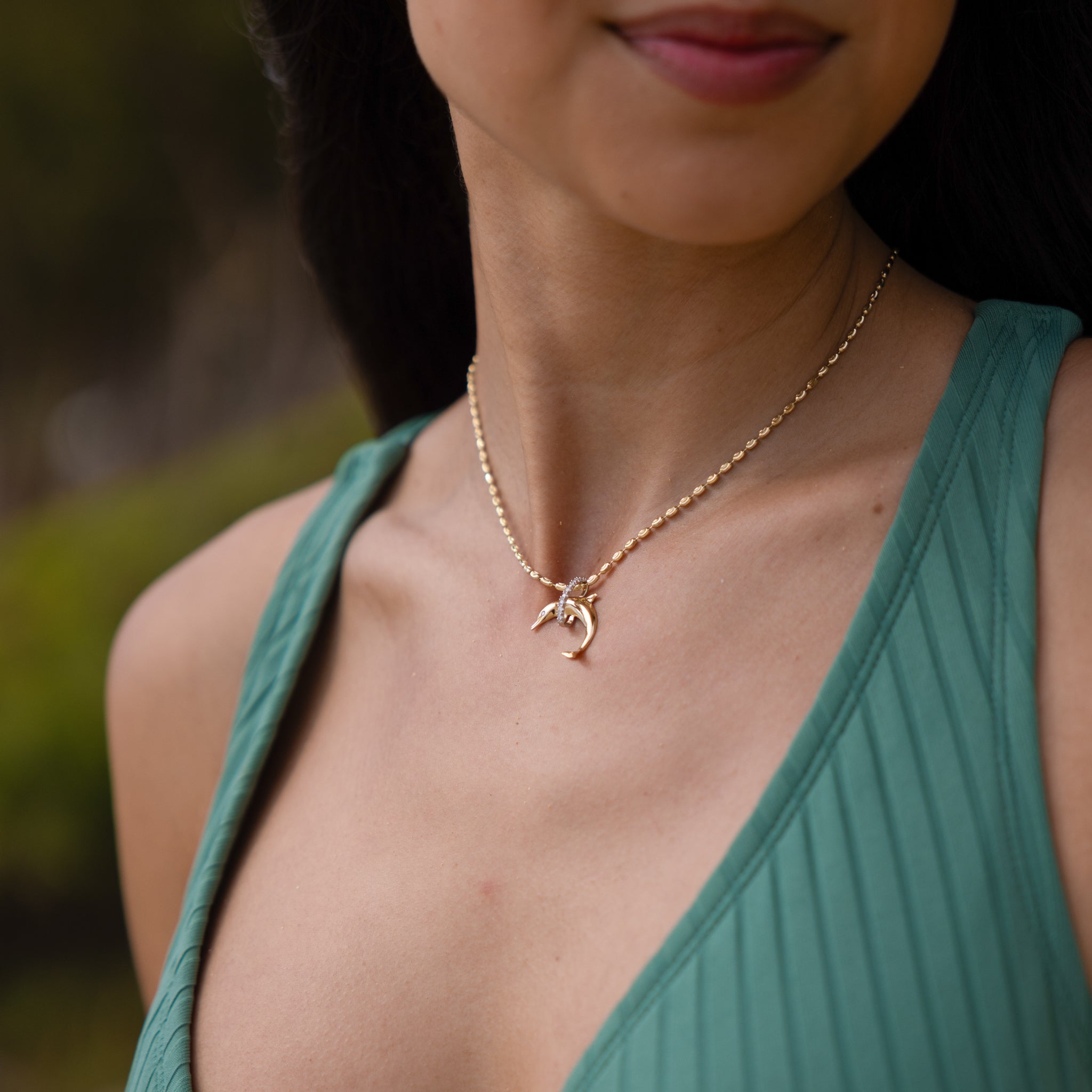 ドルフィン・ペンダント ダイヤモンド・ツートーンゴールド 19mm