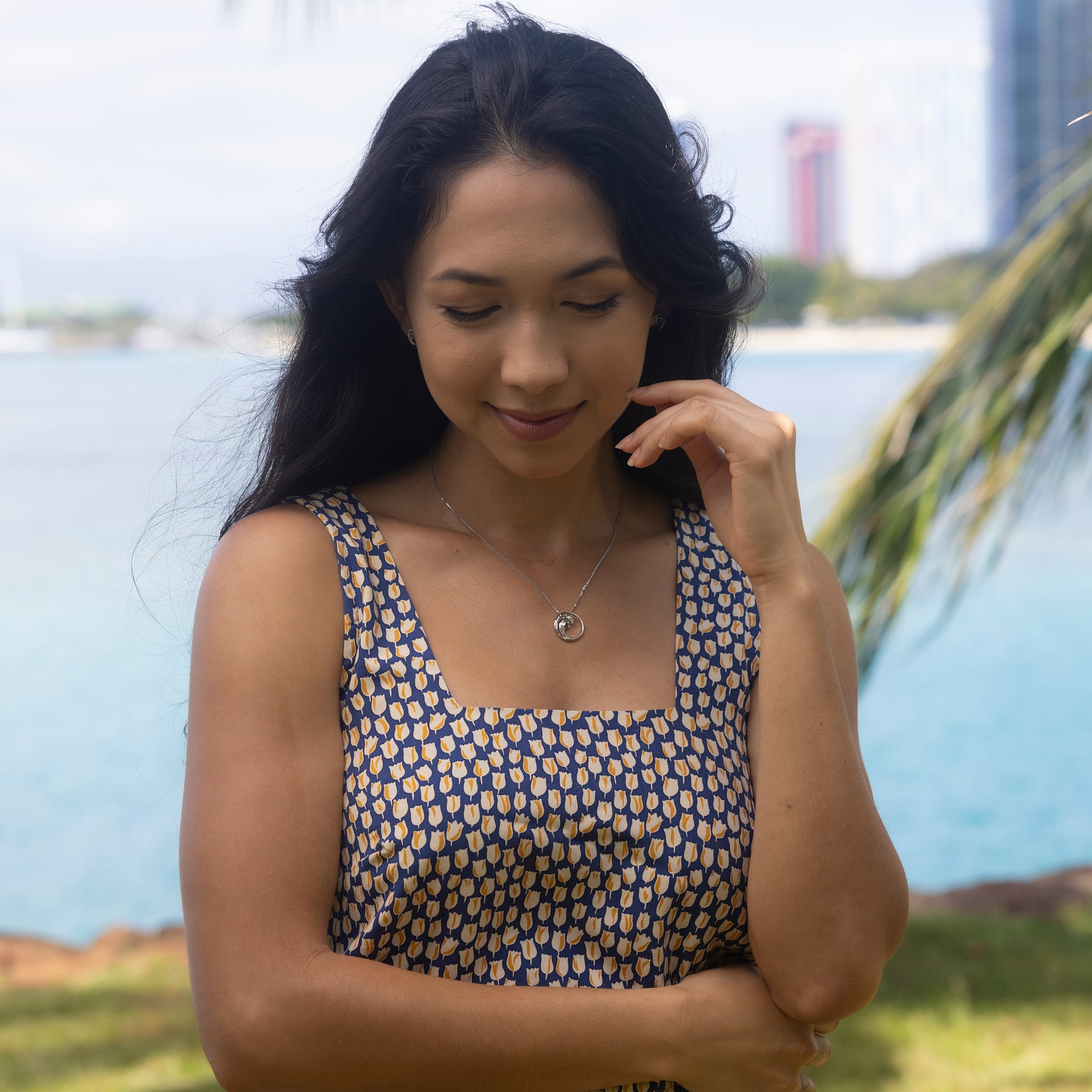 Nalu ペンダント ホワイトゴールド - 18mm