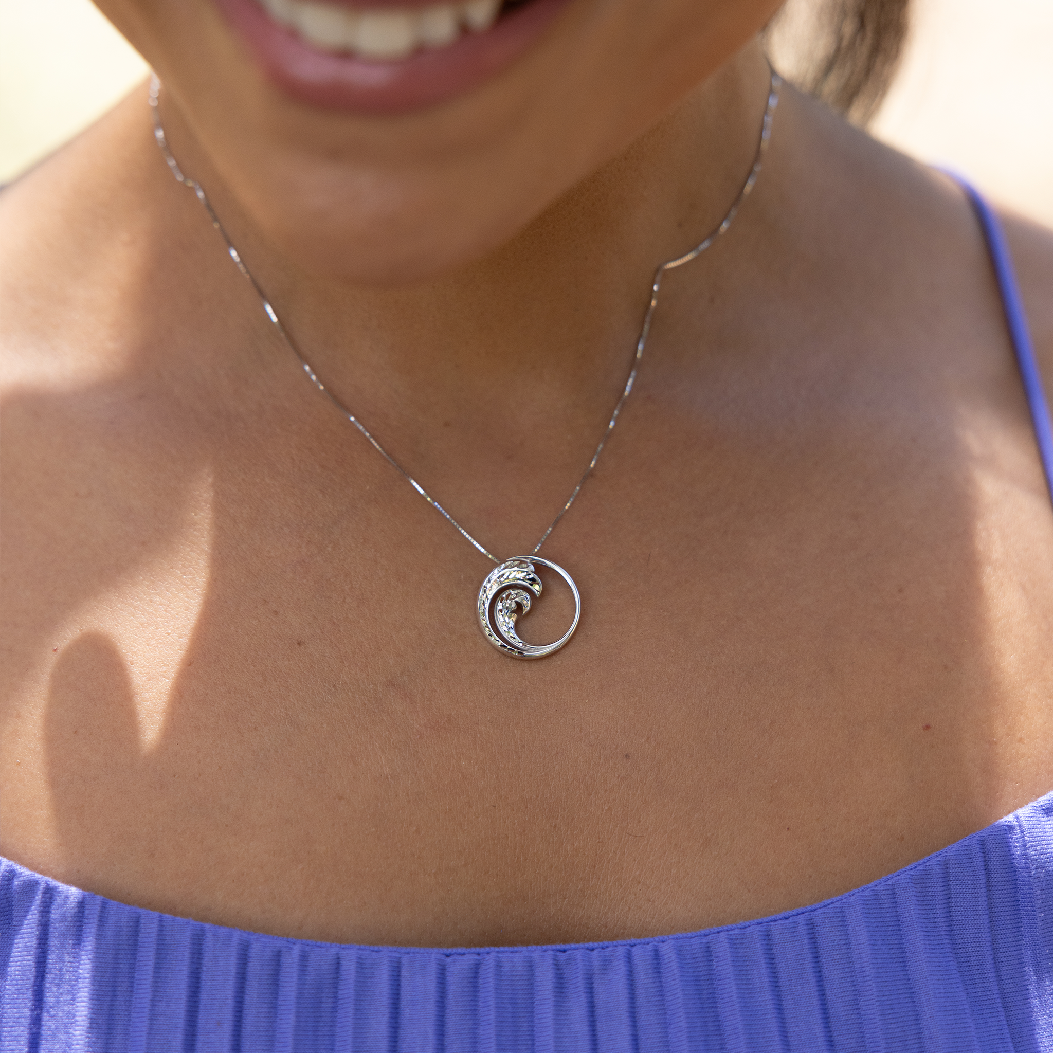 Nalu ペンダント ホワイトゴールド - 18mm