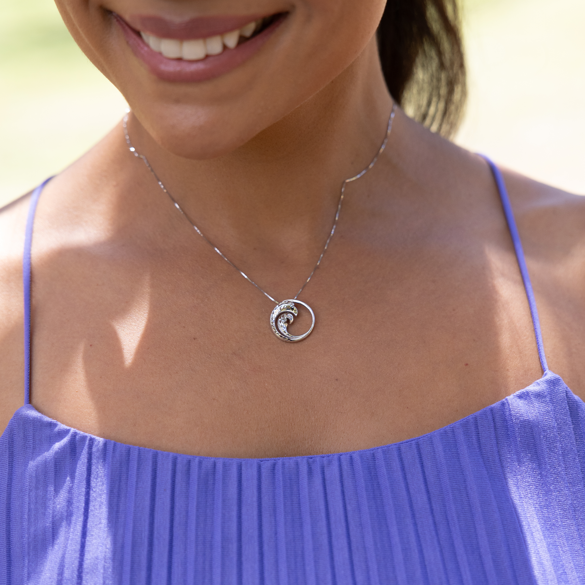 Nalu ペンダント ホワイトゴールド - 18mm