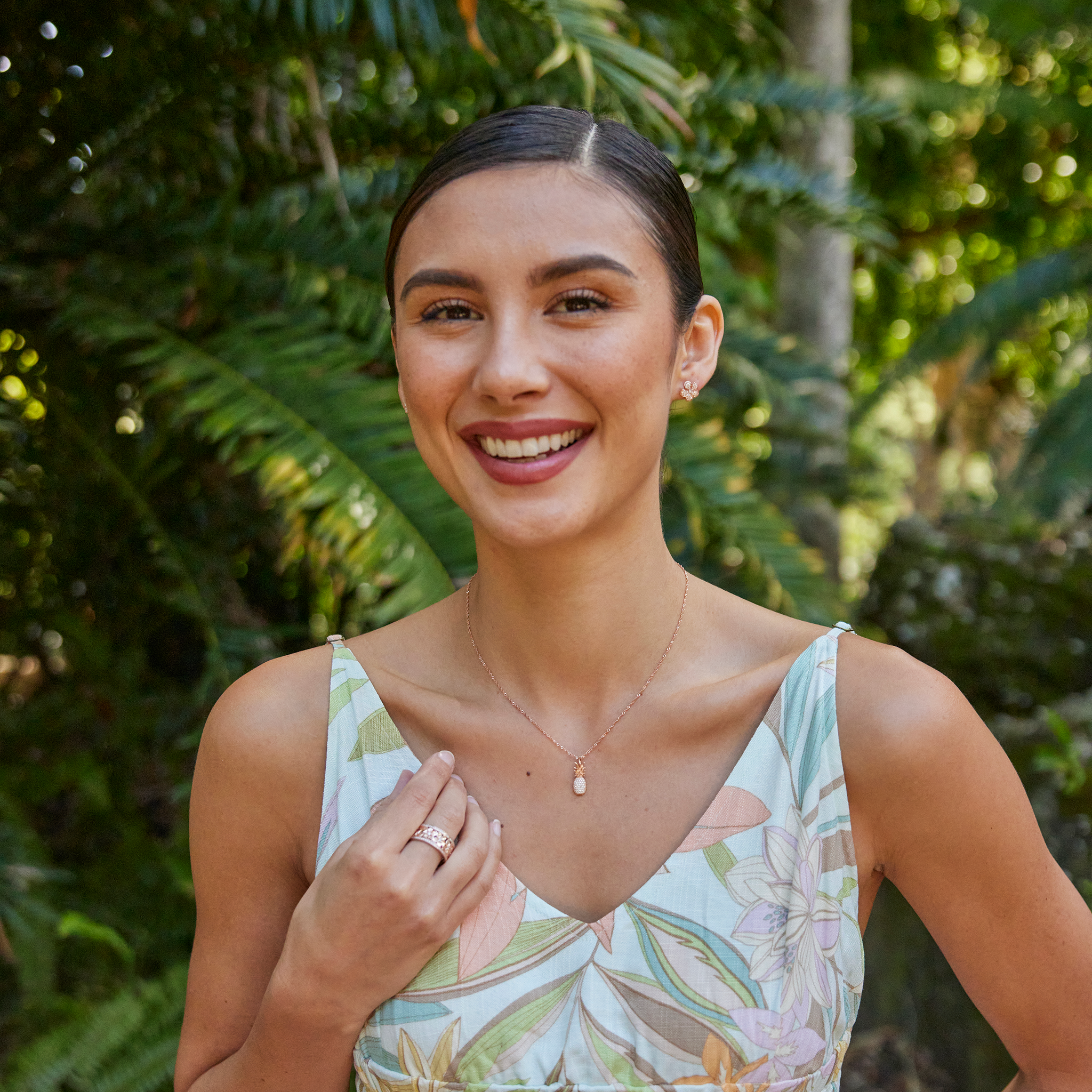 パイナップル・ペンダント ダイヤモンド ローズゴールド - 20mm