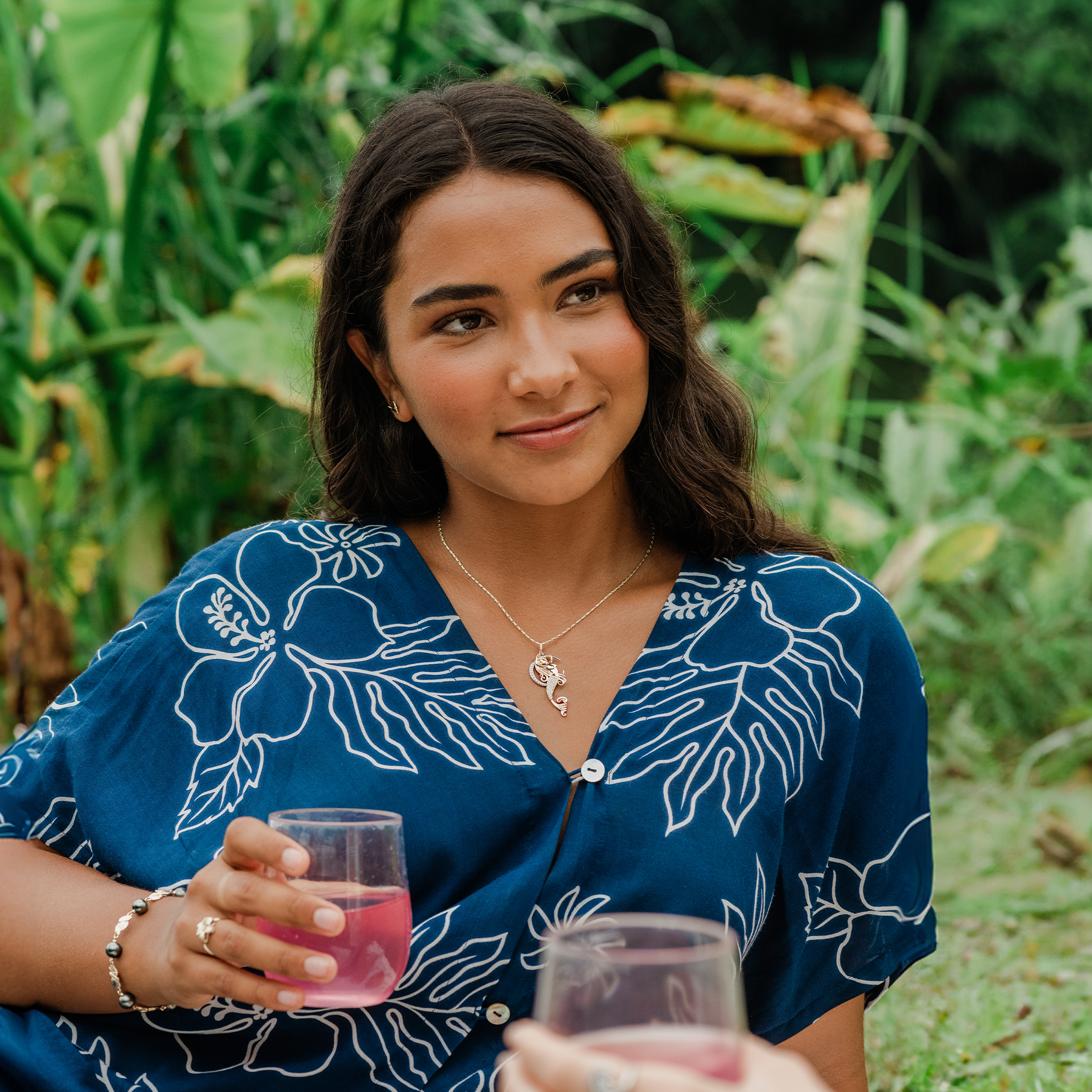 ムーンマーメイド ペンダント ダイヤモンド ツートーンゴールド 42mm