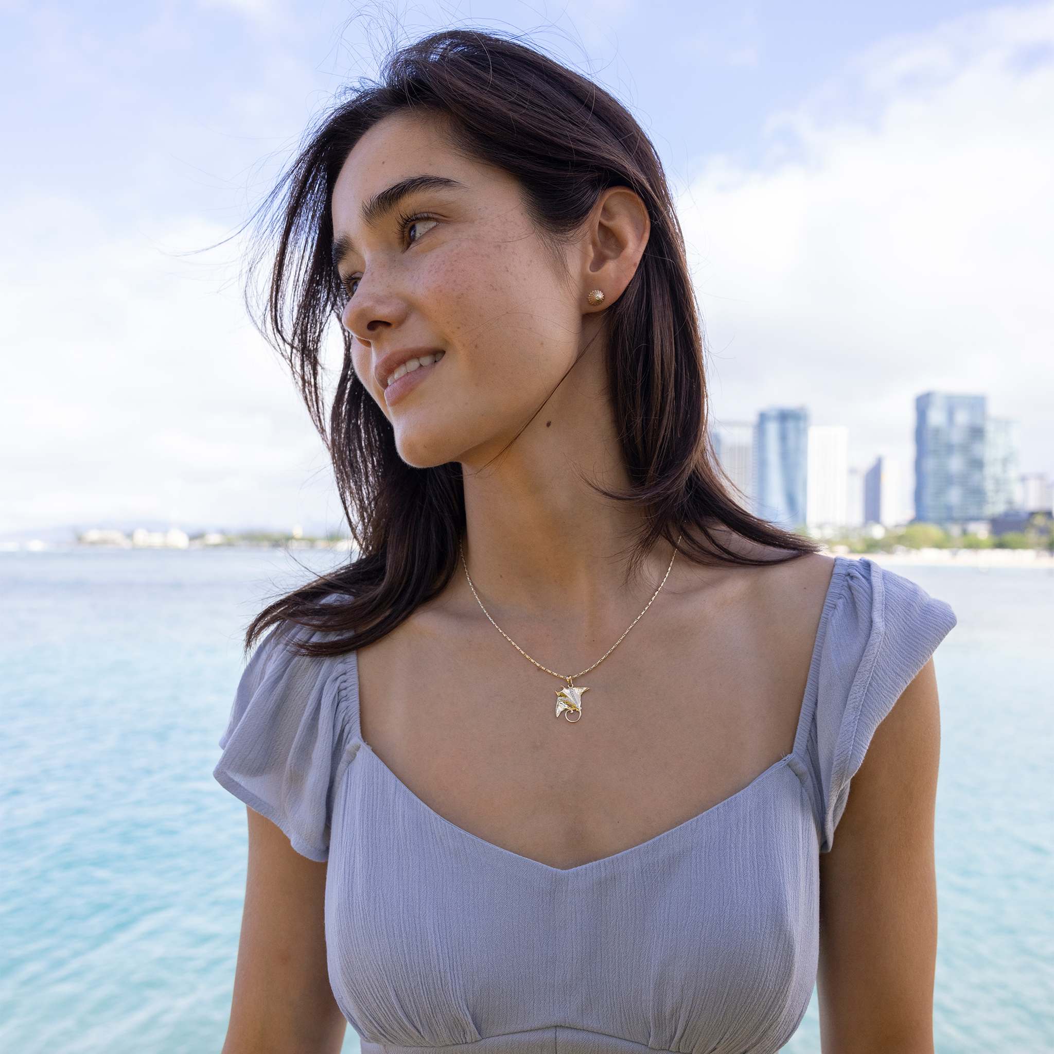 オーシャンダンス マンタ ペンダント ダイヤモンド ゴールド - 21mm