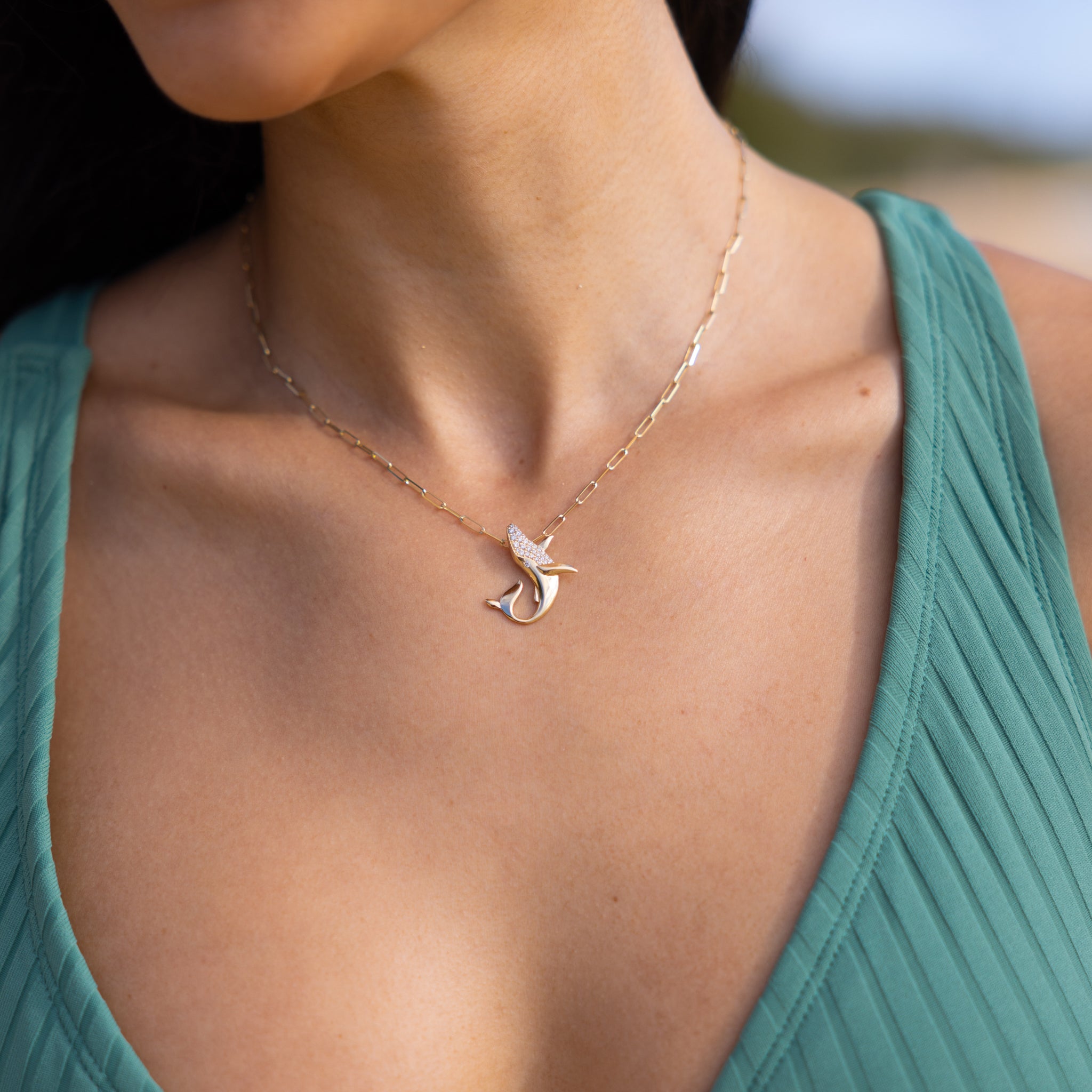 オーシャンダンス ペンダント クジラ ダイヤモンド ゴールド 22mm