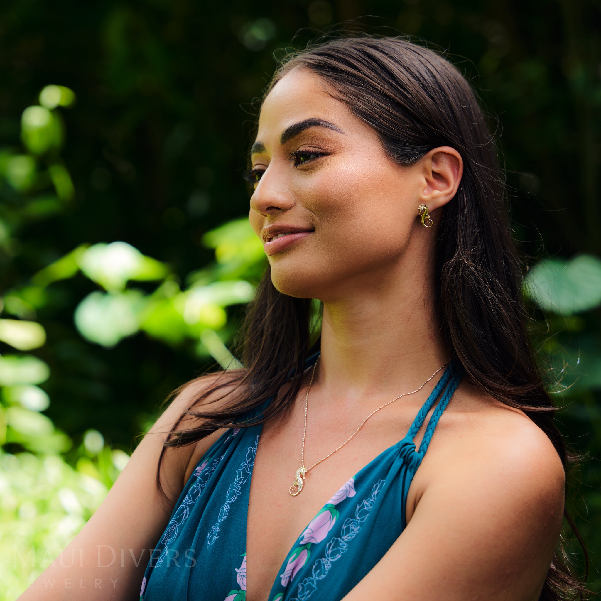 オーシャンダンス シーホース ピアス ダイヤモンド ゴールド - 20mm