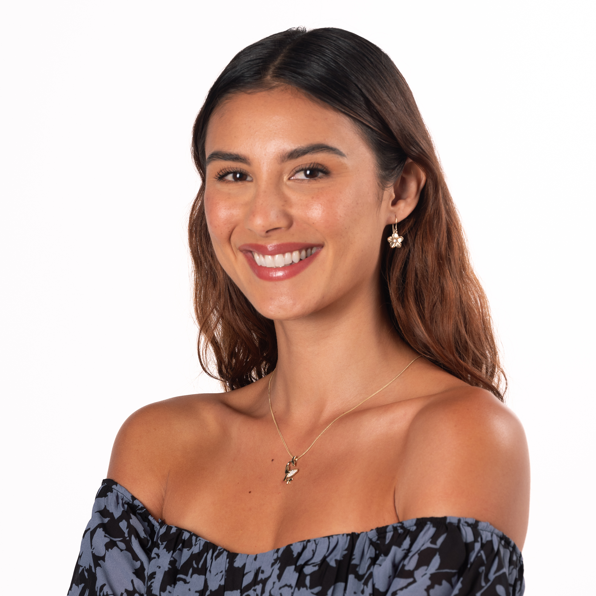 オーシャンダンス ザトウクジラの母と子のペンダント ダイヤモンド ゴールド 24mm